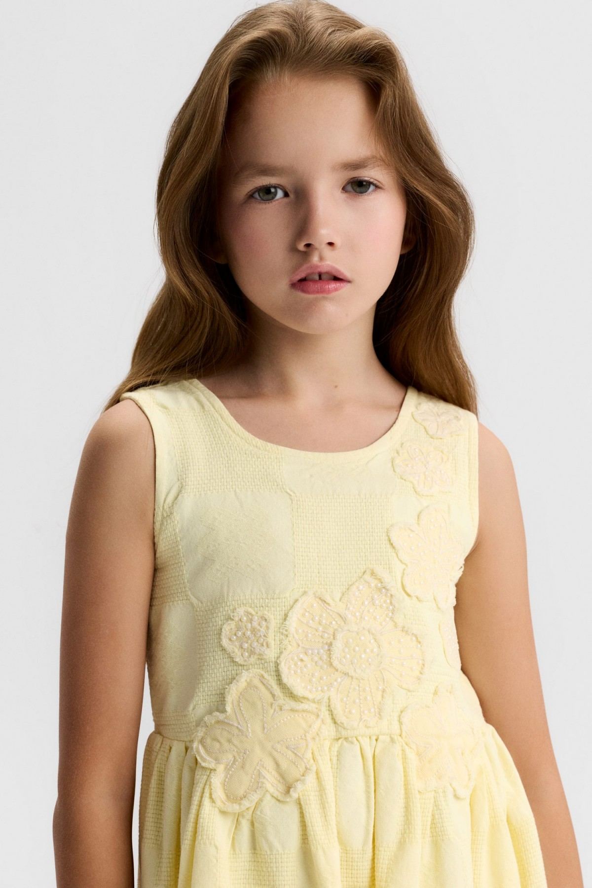 8-14 Yaş Lina Noir Kız Çocuk Elbise-Sarı