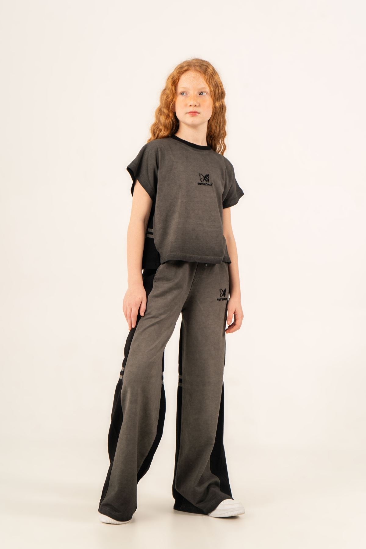 9-15 Yaş Black Butterfly Kız Çocuk Takım-Siyah