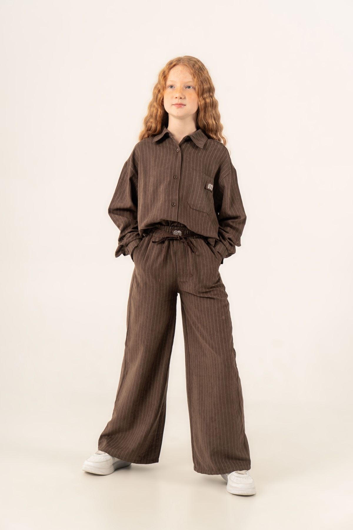 9-15 Yaş Premium Class Kız Çocuk Takım-Kahverengi