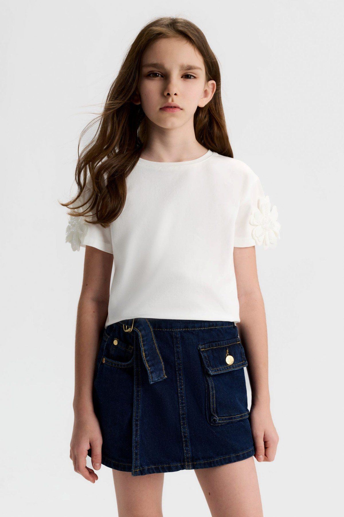 8-14 Yaş Sugar Crown Kız Çocuk T-Shirt-Ekru