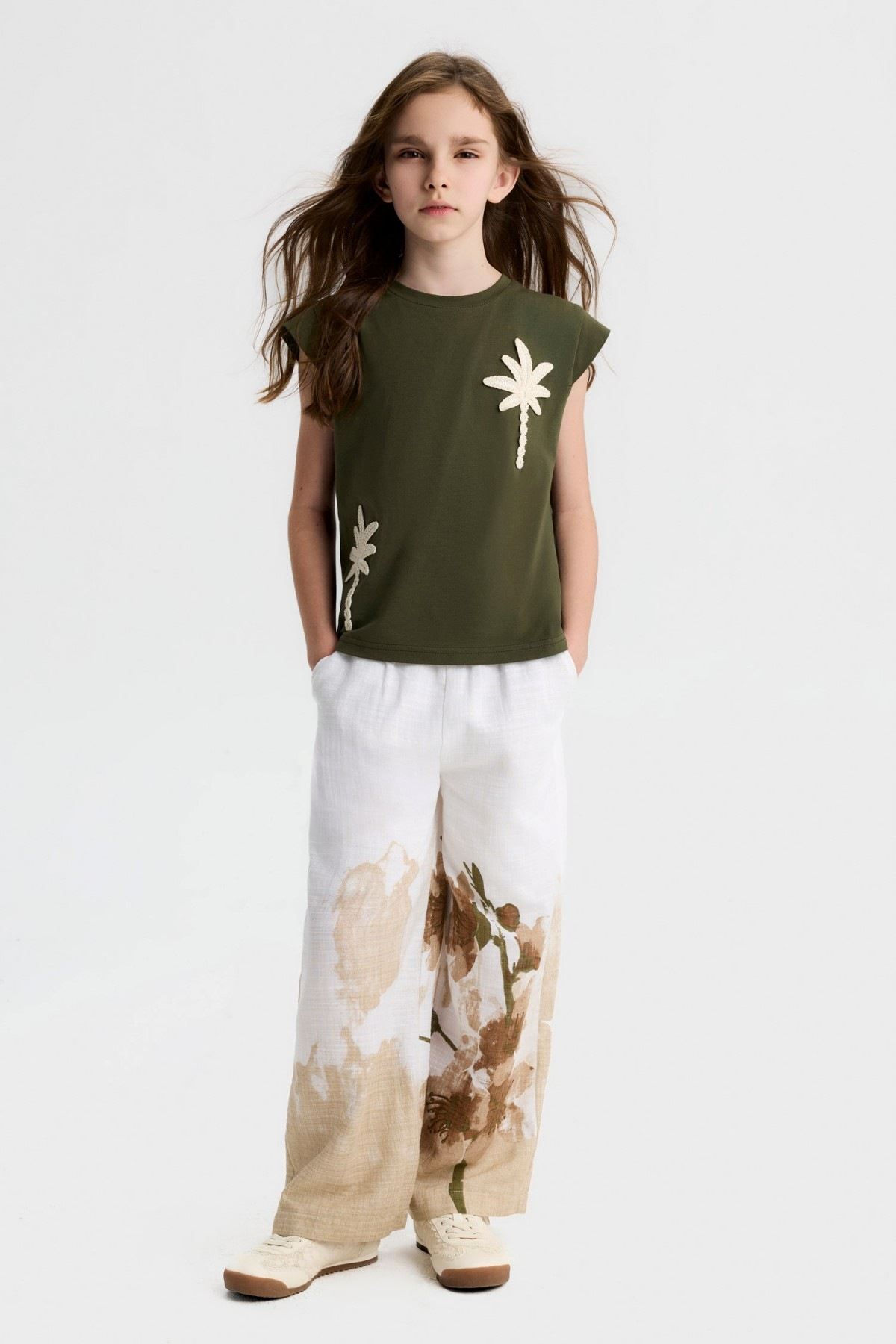 8-14 Yaş Botanik Luna Kız Çocuk Takım-Haki