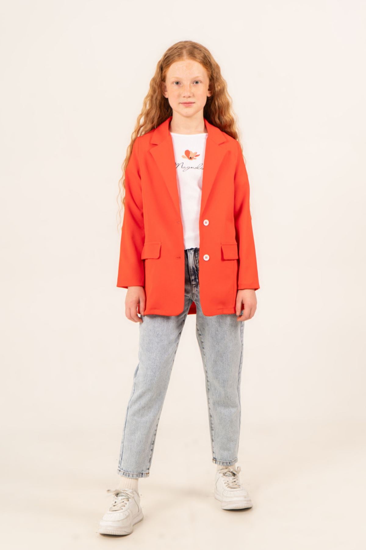 9-14 Yaş Magnolia Prime Kız Çocuk 3'Lü Takım-Oranj