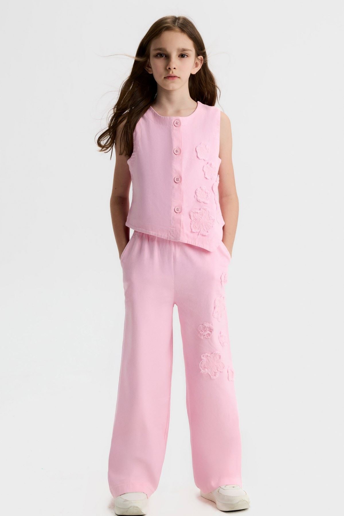 8-14 Yaş Fancy Aria Kız Çocuk Takım-Pembe