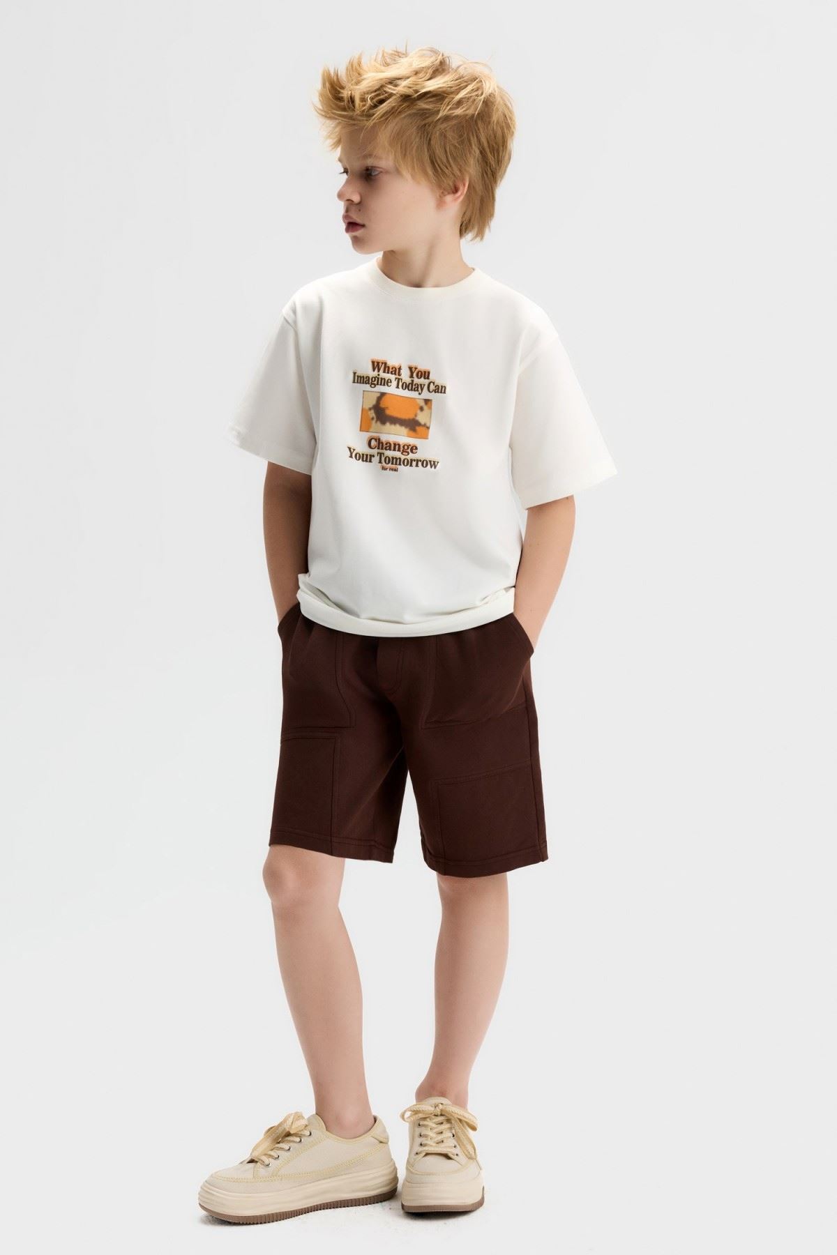 8-14 Yaş Change Imagine Erkek Çocuk Takım-Ekru
