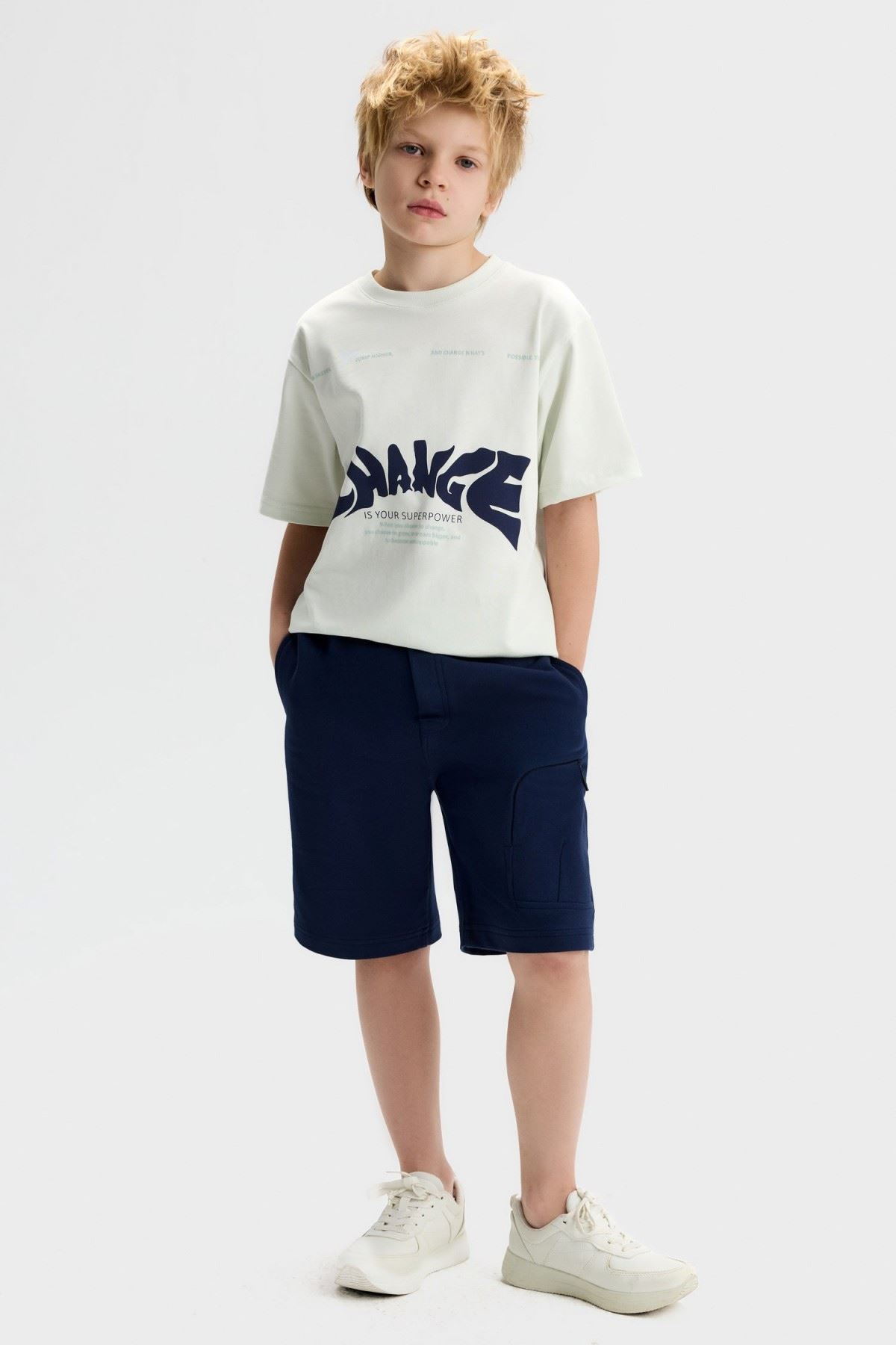 8-14 Yaş Your Superpower Erkek Çocuk Takım-Ekru