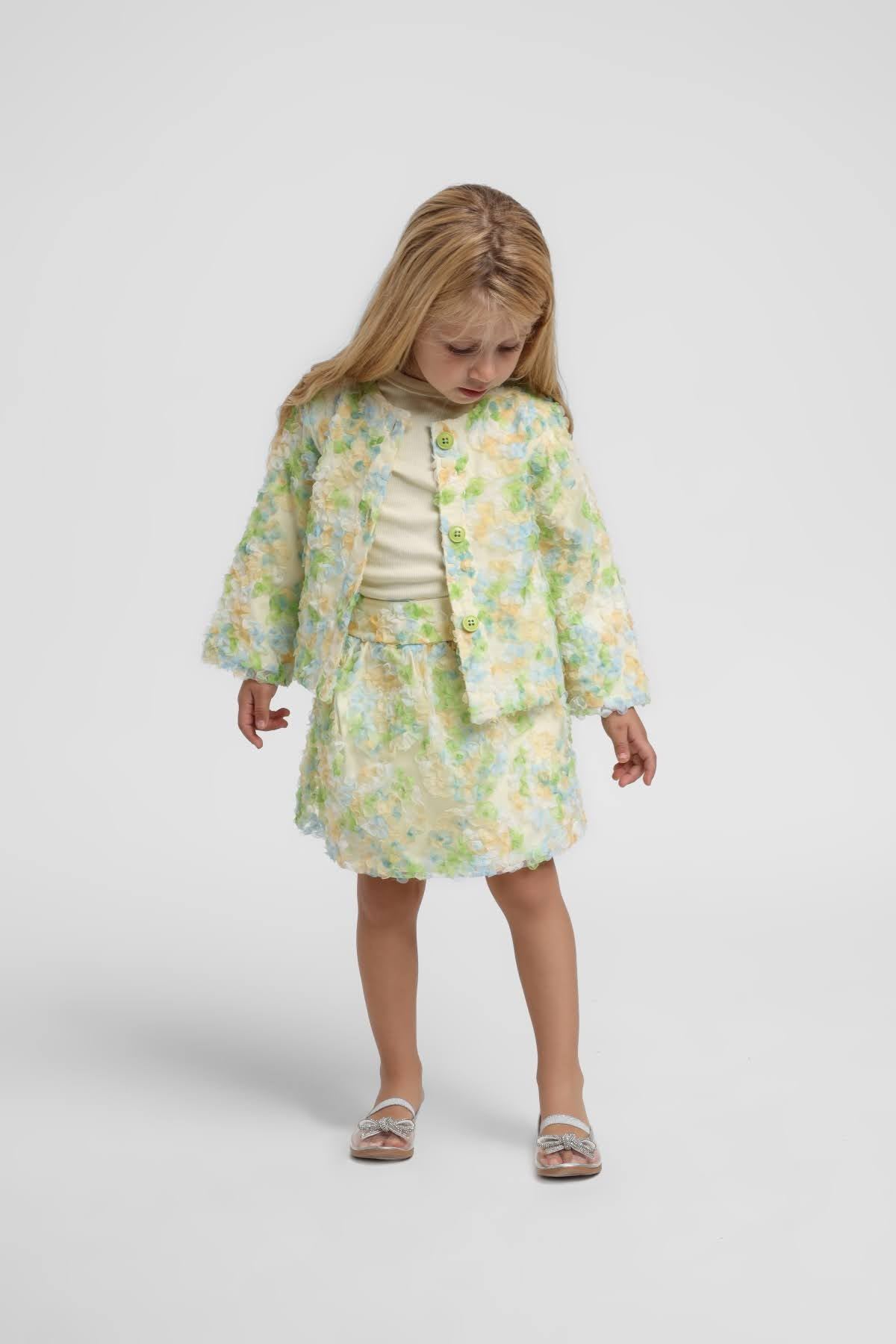 2-6 Yaş Colorce Love Kız Çocuk 3'Lü Takım-Yeşil