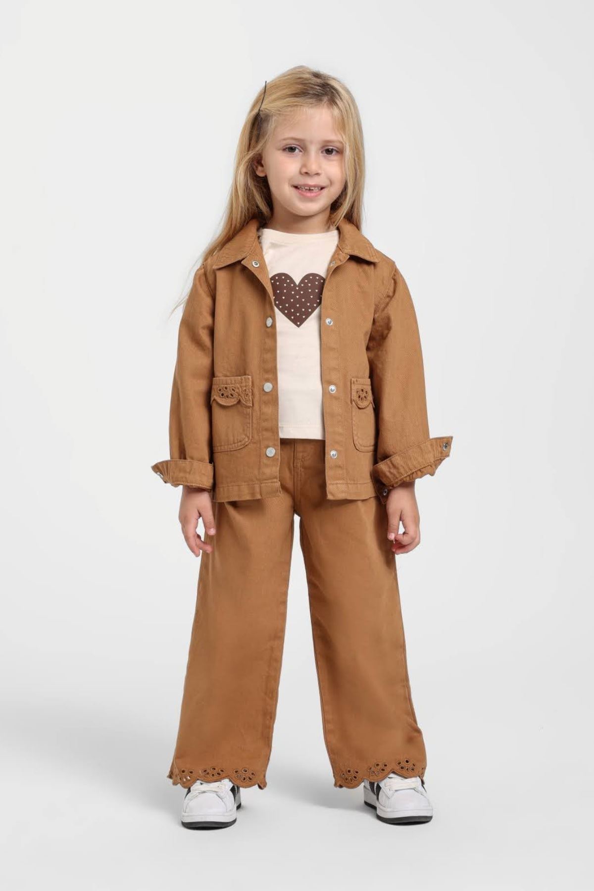 1-5 Yaş Berceste Love Kız Çocuk 3'Lü Takım-Caramel