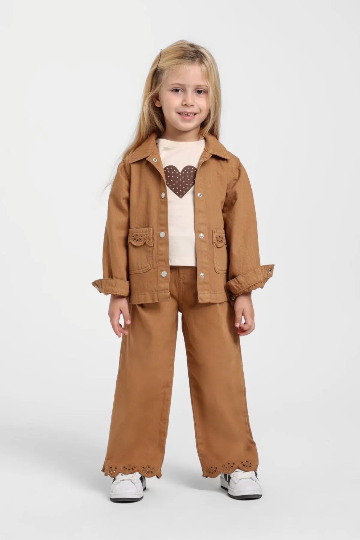 1-5 Yaş Berceste Love Kız Çocuk 3'Lü Takım-Caramel