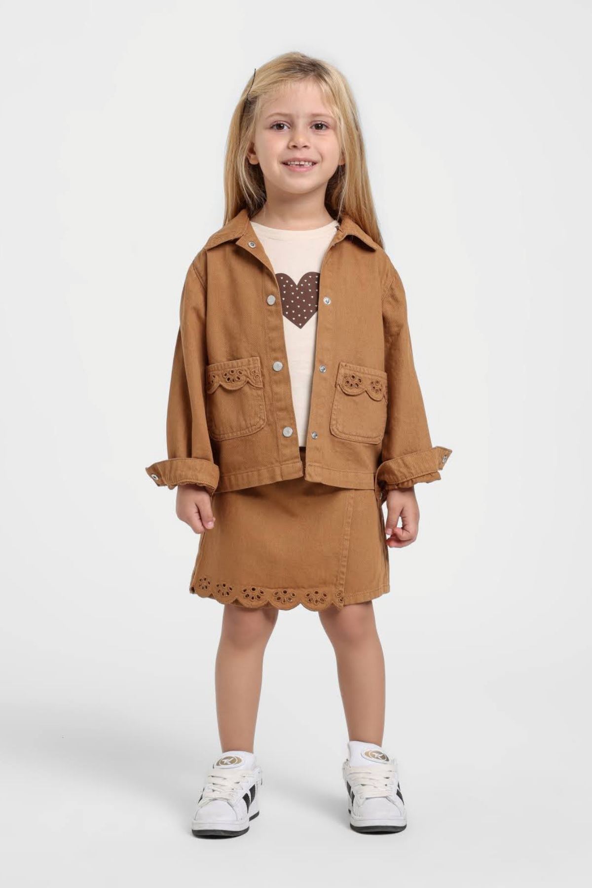 1-5 Yaş Berceste Rana Kız Çocuk 3'Lü Takım-Caramel