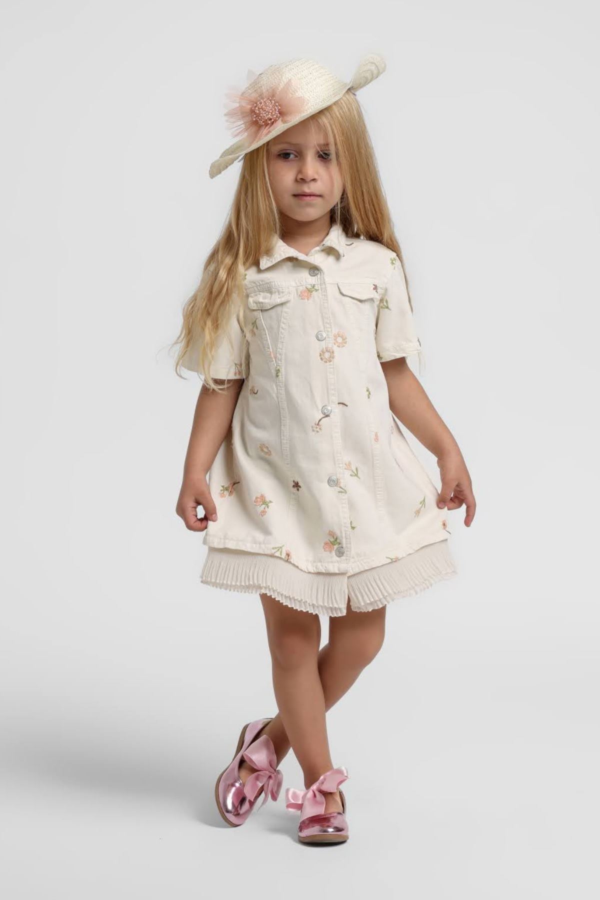 1-5 Yaş Cotto Daisy Kız Çocuk Elbise-Latte
