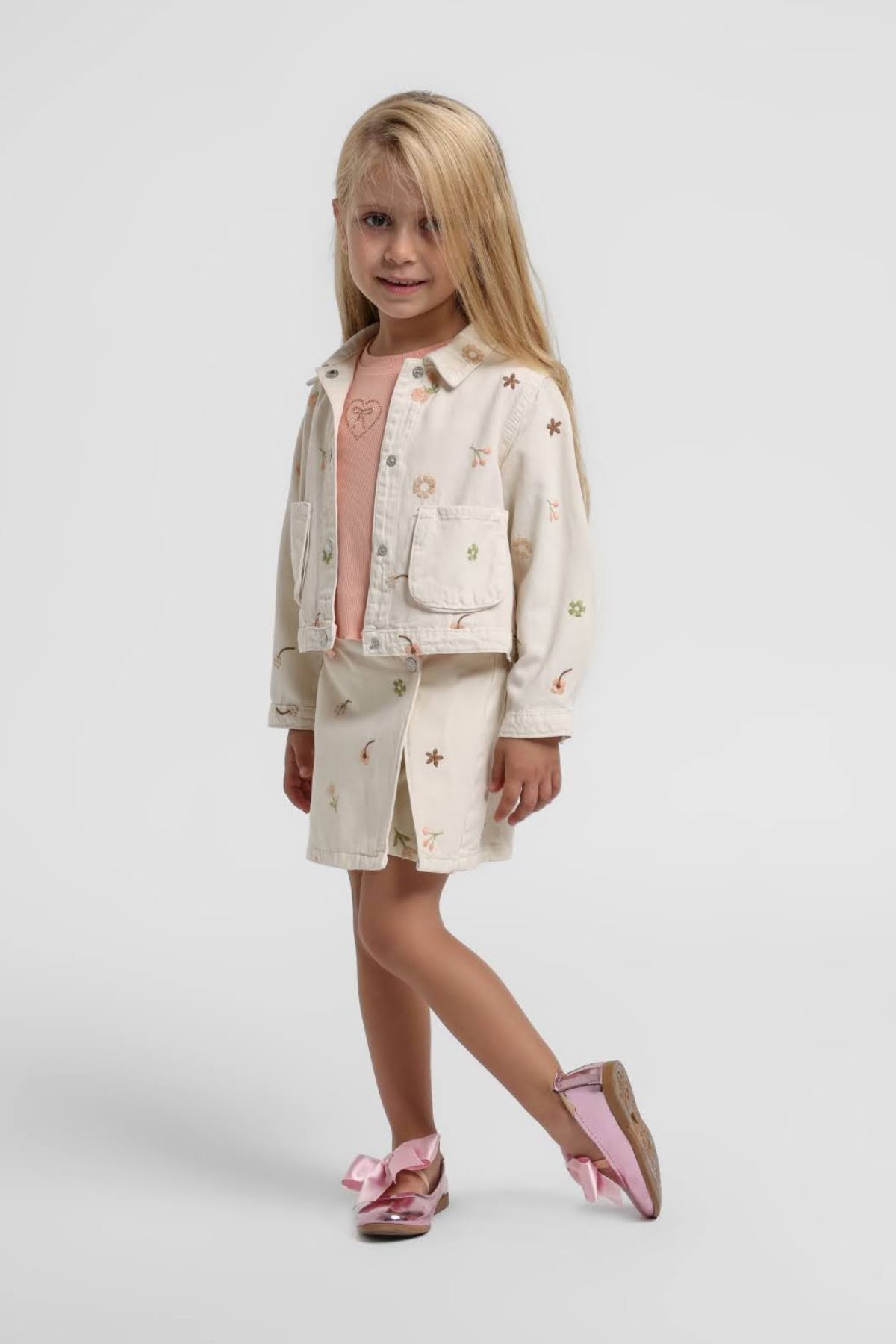 1-5 Yaş Cotto Daisy Ribbon Kız Çocuk 3'Lü Takım-Latte