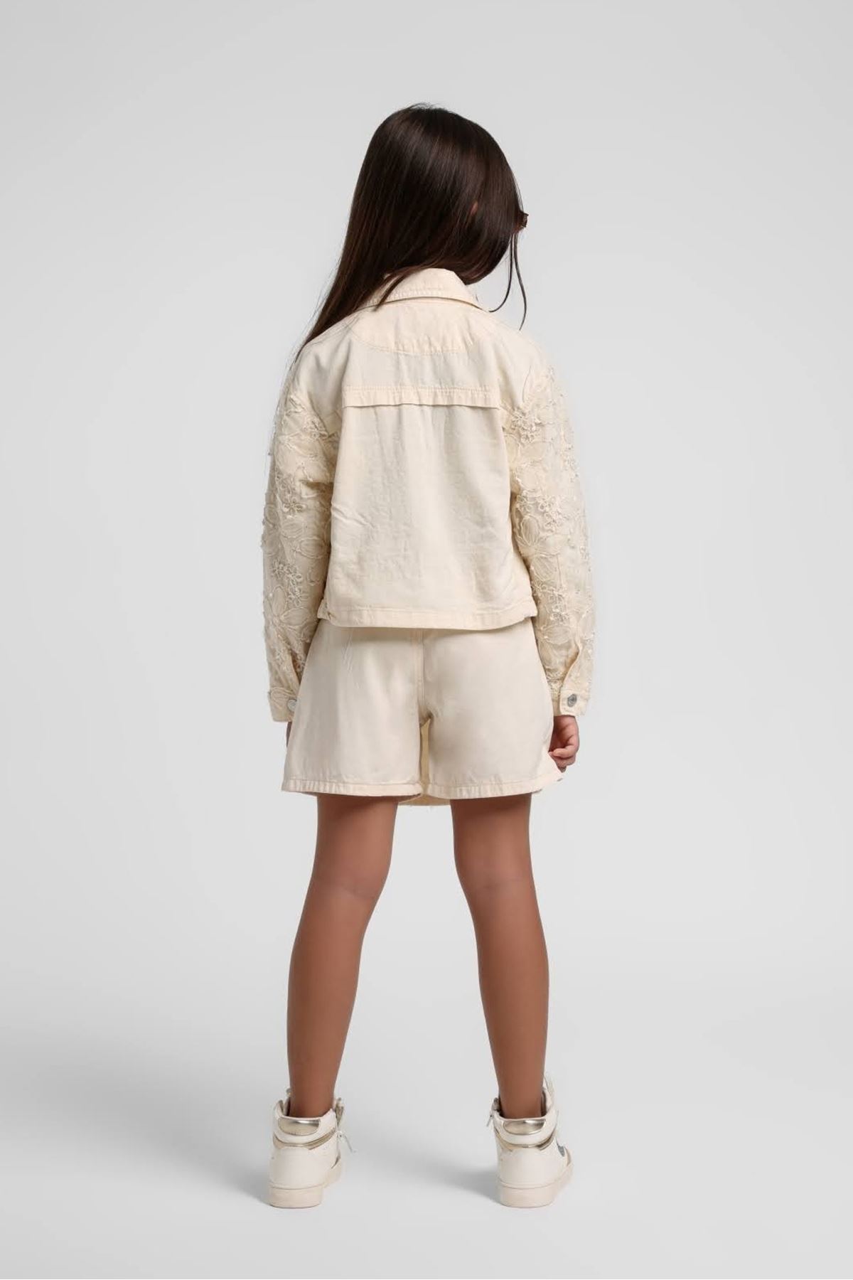 5-14 Yaş Daisy Live Şort Etekli 3'Lü Takım-Latte