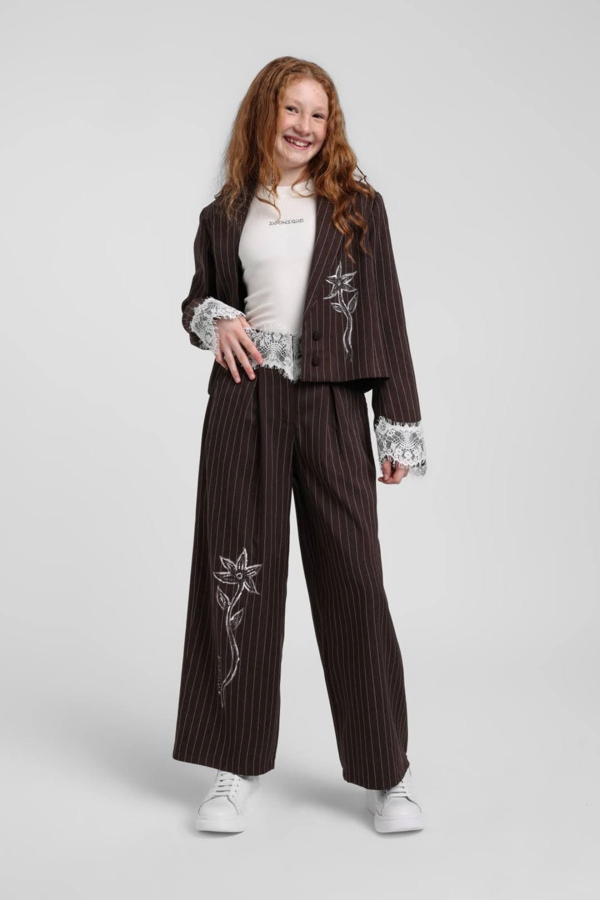 10-14 Yaş Nişantaşı Soft Kız Çocuk 3'Lü Takım-Kahverengi