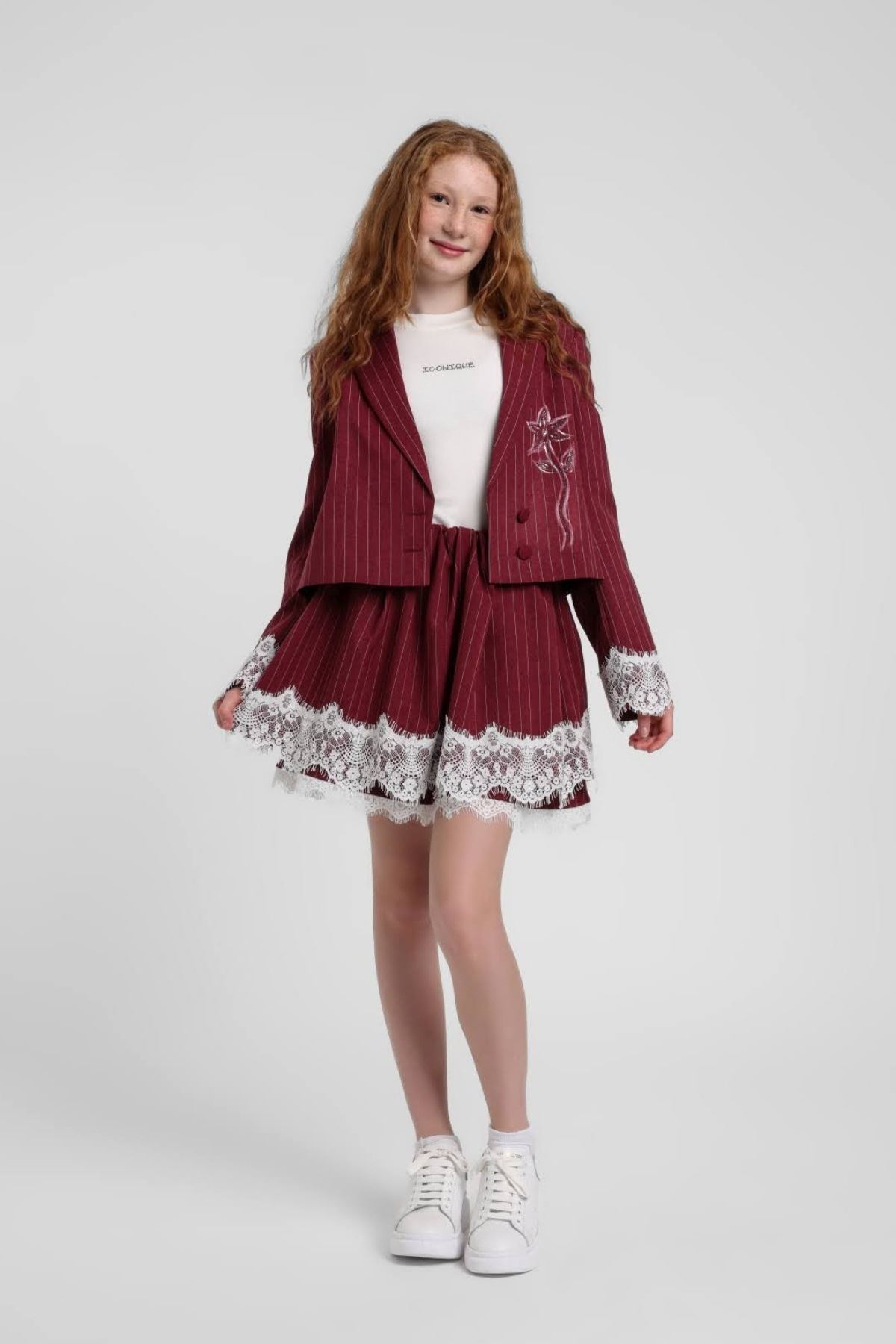 10-14 Yaş Nişantaşı Iconıque Kız Çocuk 3'Lü Takım-Bordo