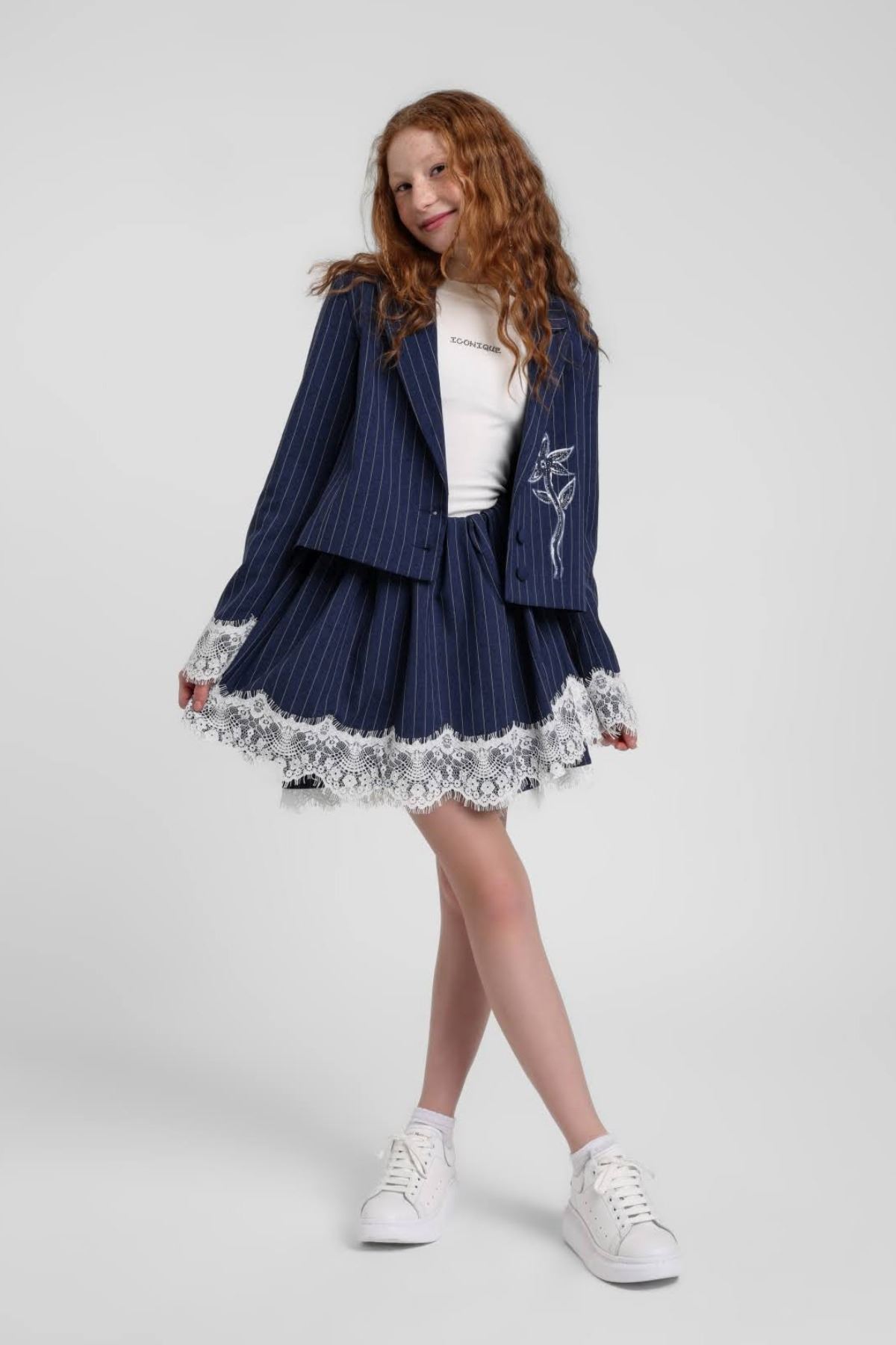 10-14 Yaş Nişantaşı Iconıque Kız Çocuk 3'Lü Takım-Lacivert