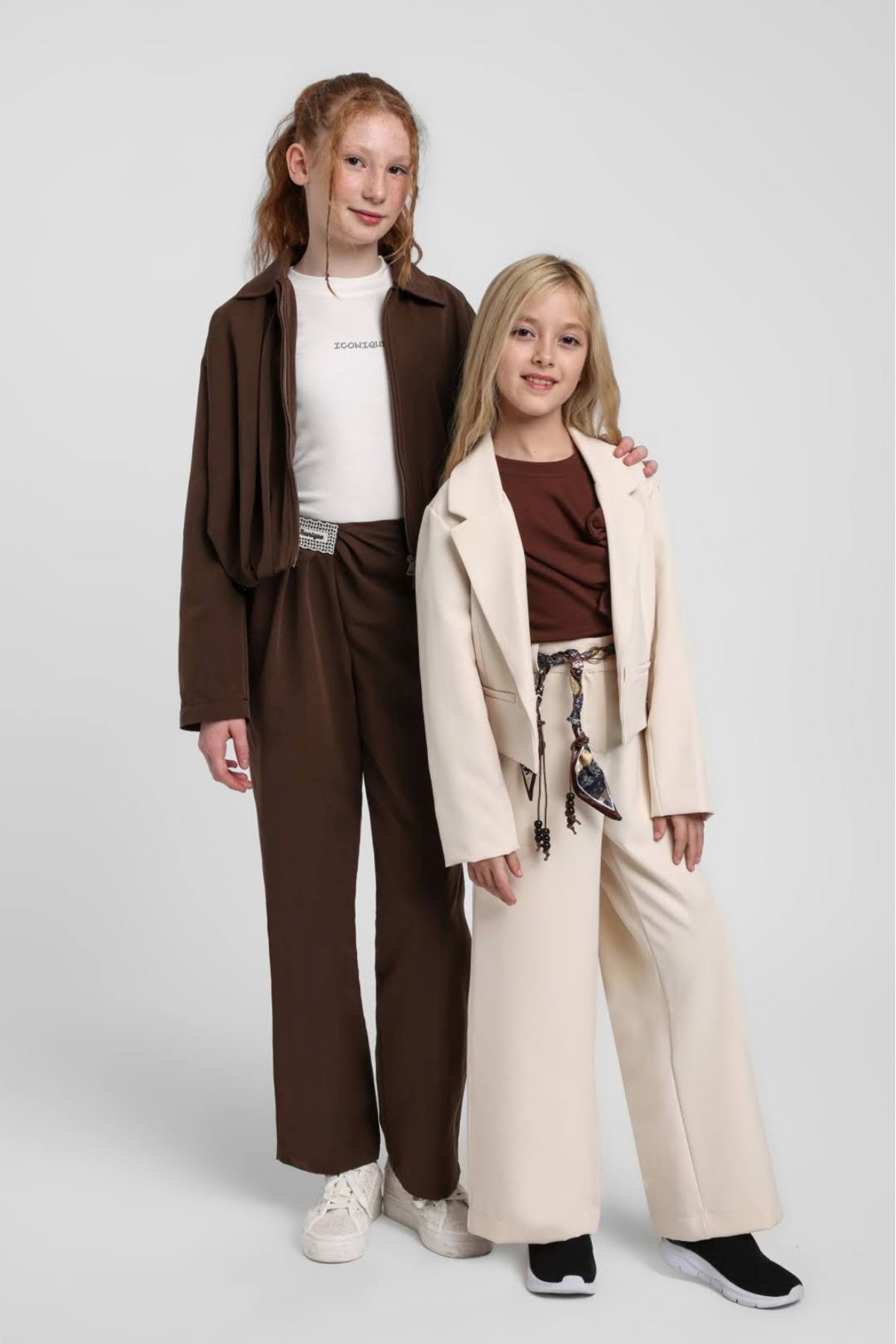 10-14 Yaş New İcon Brown Kız Çocuk 3'Lü Takım-Kahverengi