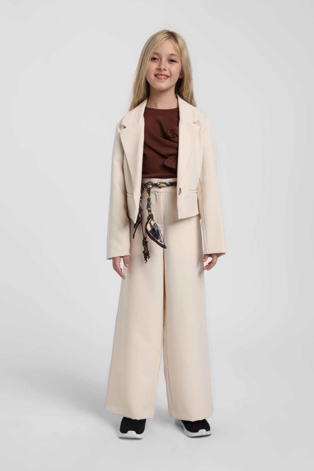 5-14 Yaş Modern City Kız Çocuk 3'Lü Takım-Latte