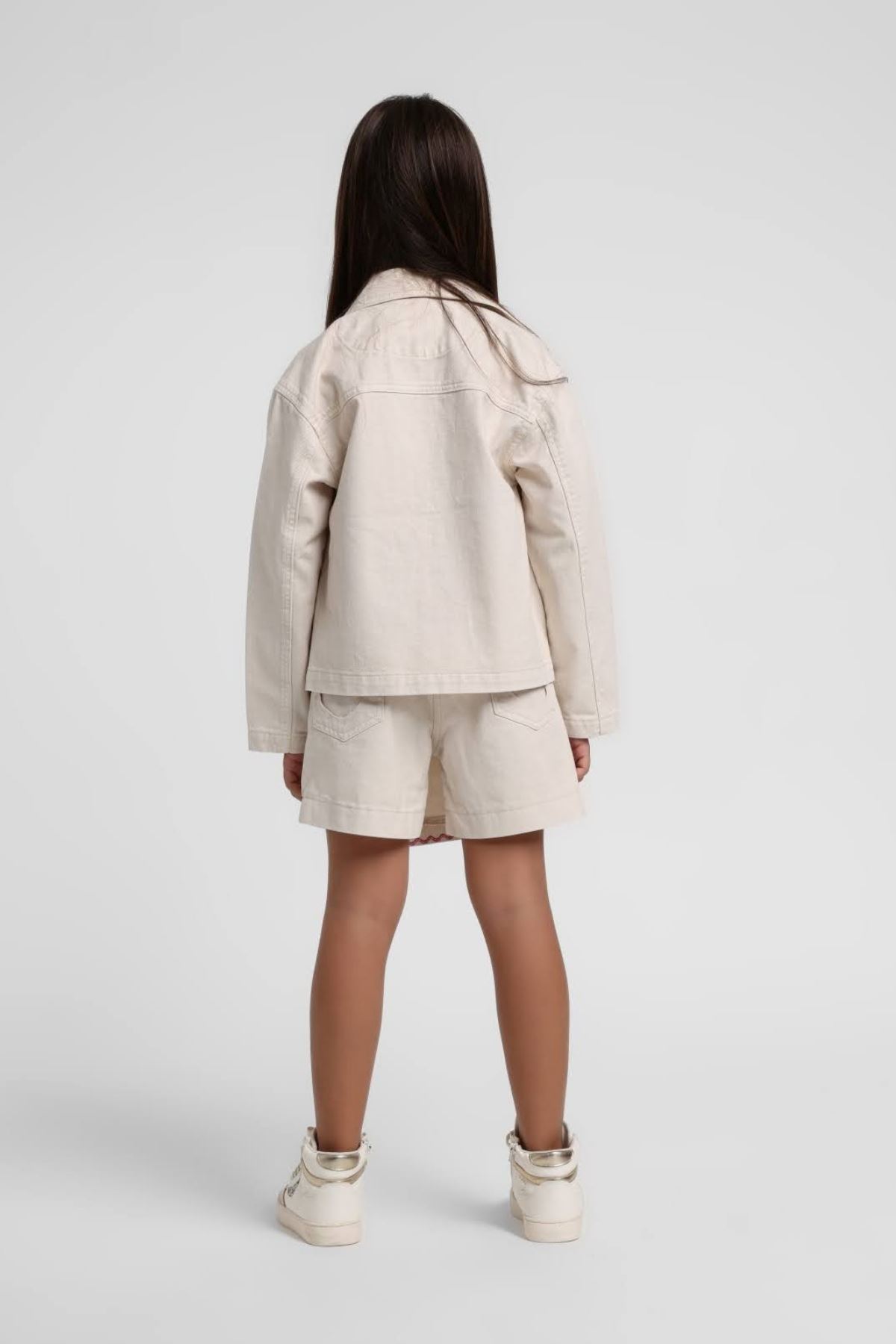 5-14 Yaş Love Ribbon Şort Etekli 3'Lü Takım-Latte