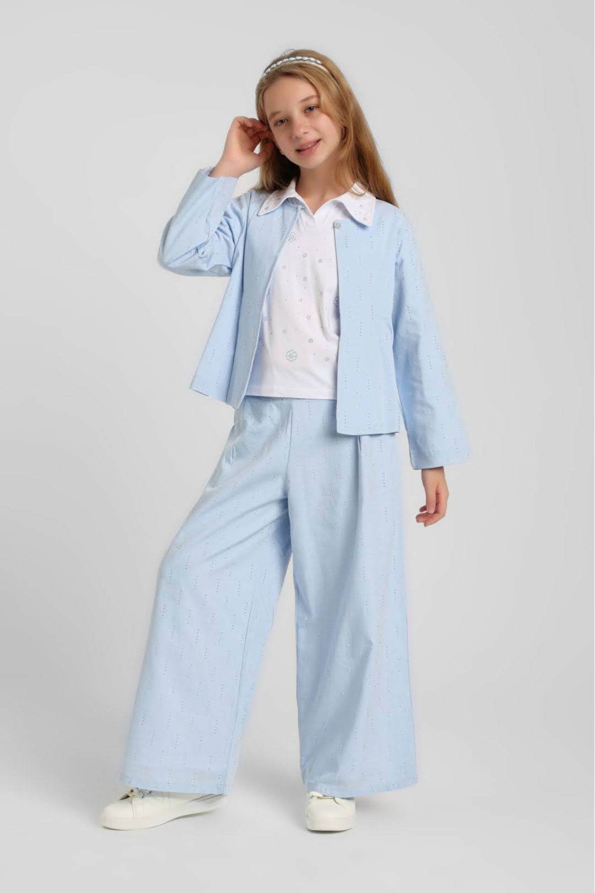 8-14 Yaş Vera Chic Kız Çocuk 3'Lü Takım-Mavi