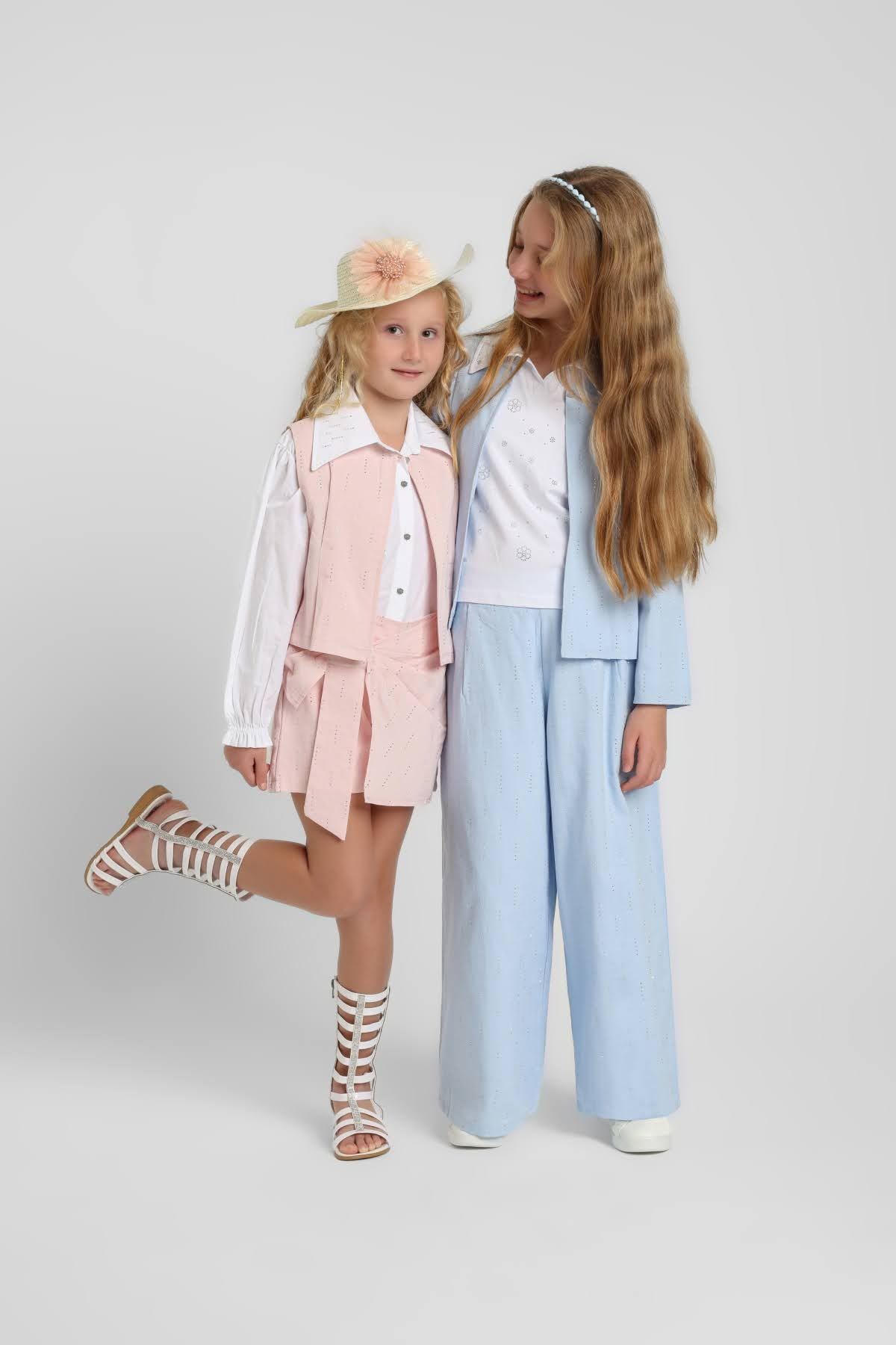 8-14 Yaş Vera Chic Kız Çocuk 3'Lü Takım-Mavi