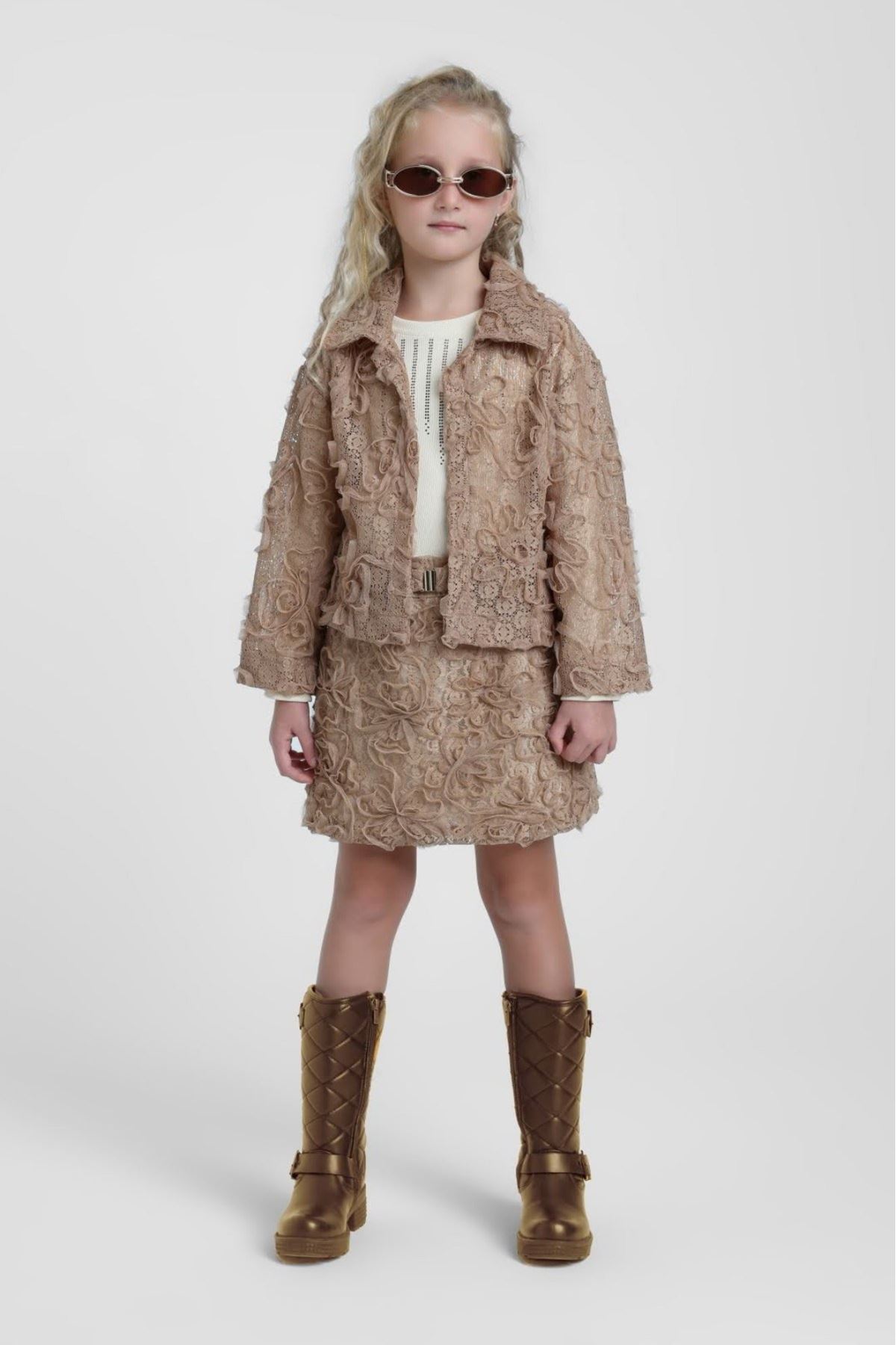 5-14 Yaş Premium Graese Kız Çocuk 3'Lü Takım-Latte