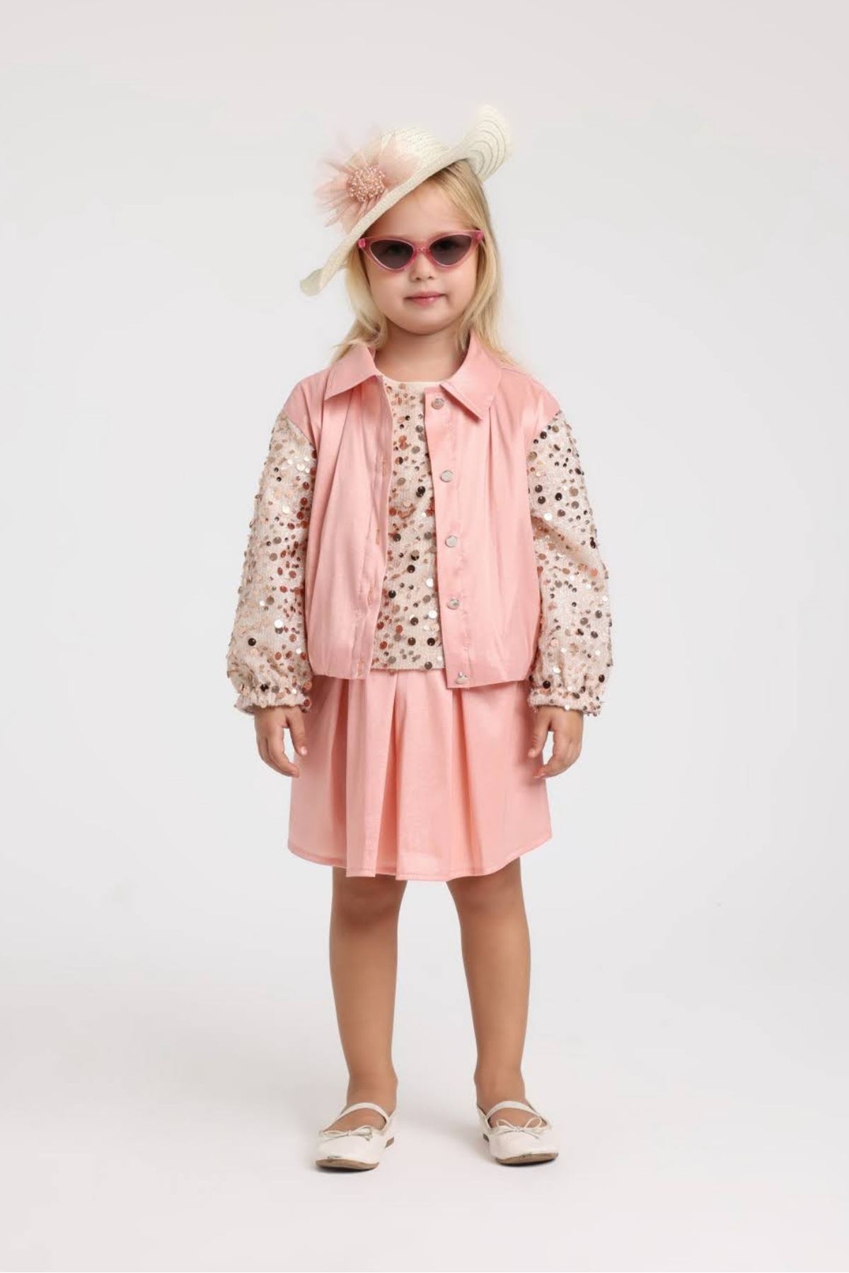 1-5 Yaş Clara Grace Kız Çocuk 3'Lü Takım-Pembe