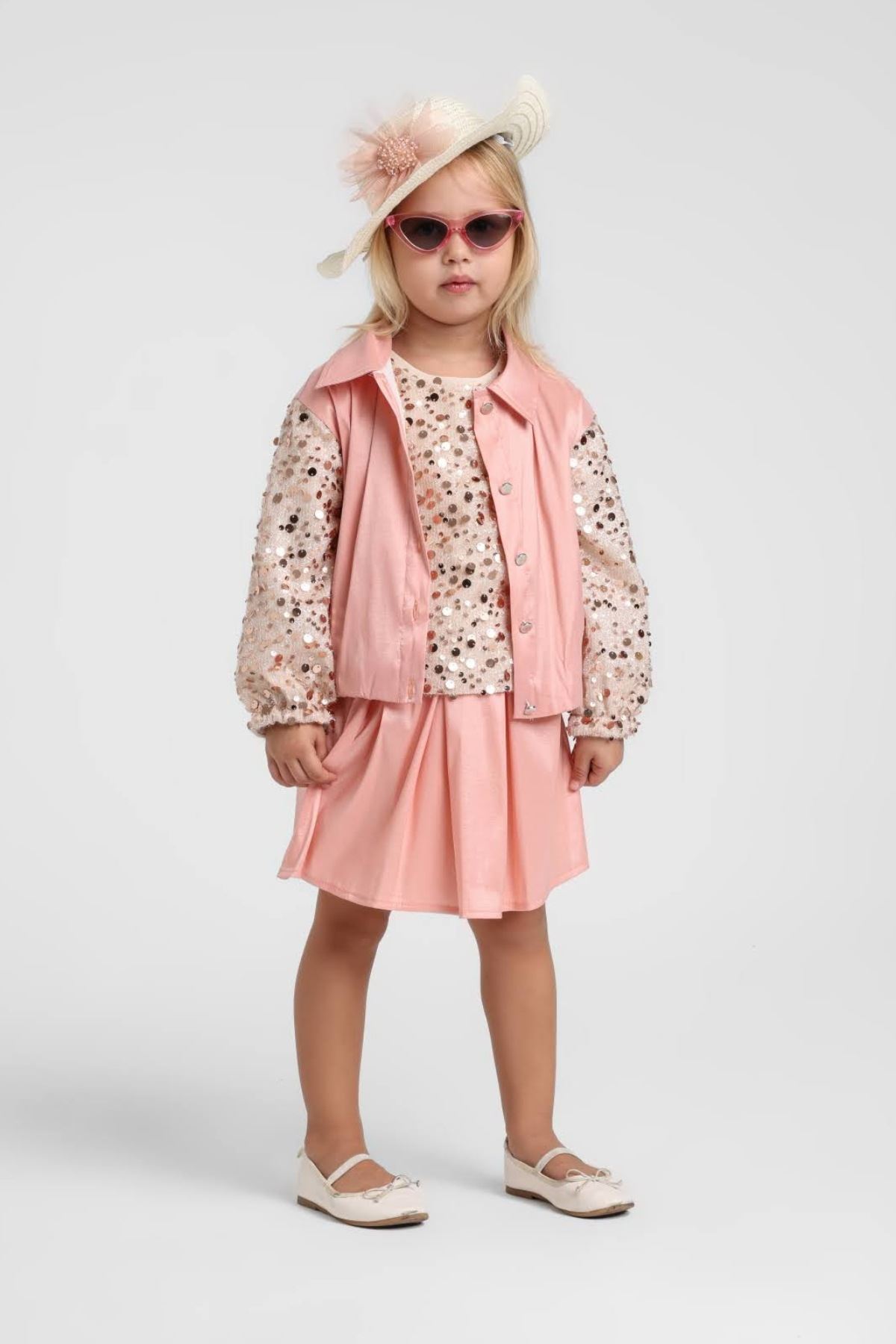 1-5 Yaş Clara Grace Kız Çocuk 3'Lü Takım-Pembe