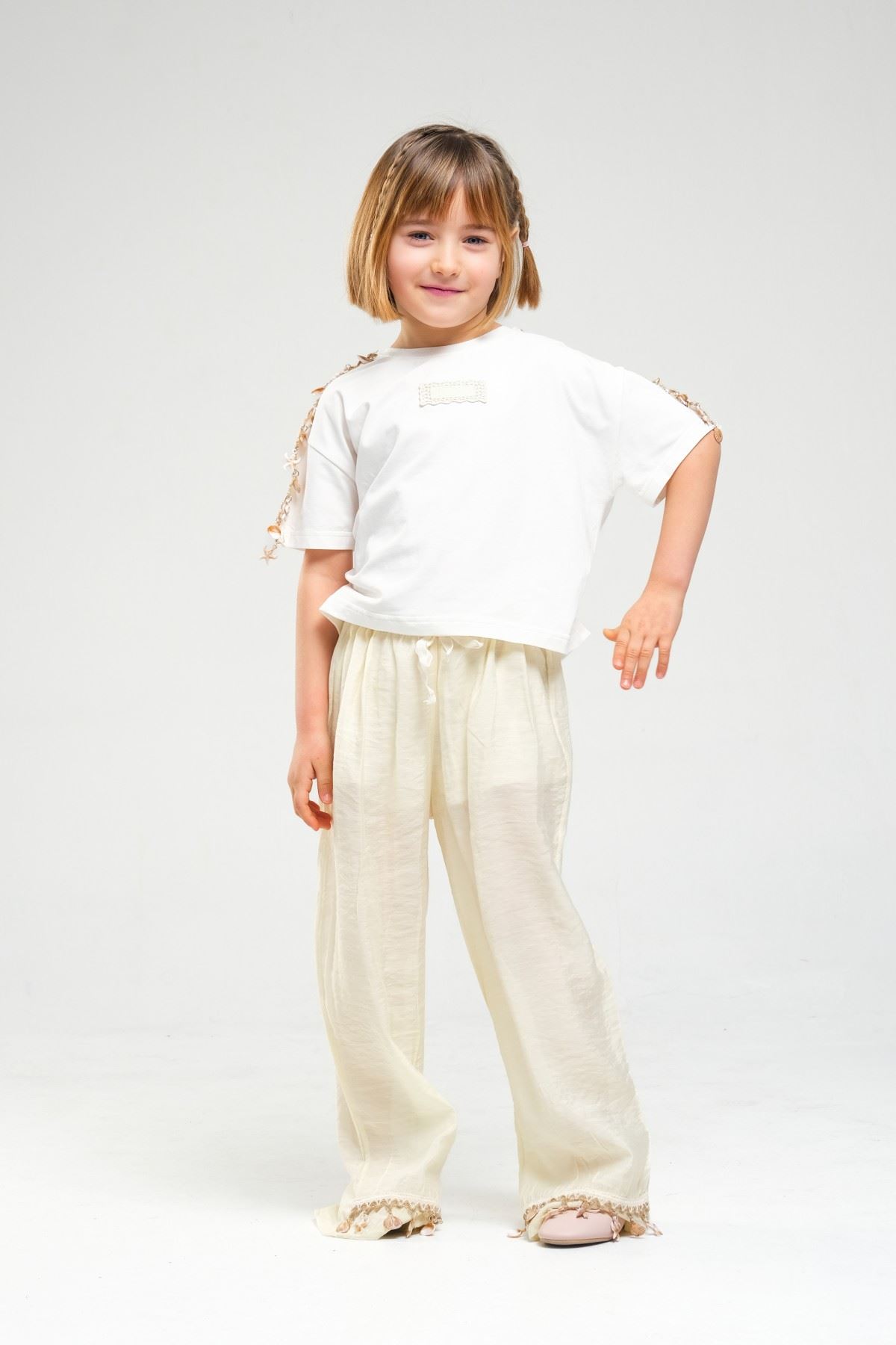 4-8 Yaş SeaShell Sugar Kız Çocuk Takım-Sarı