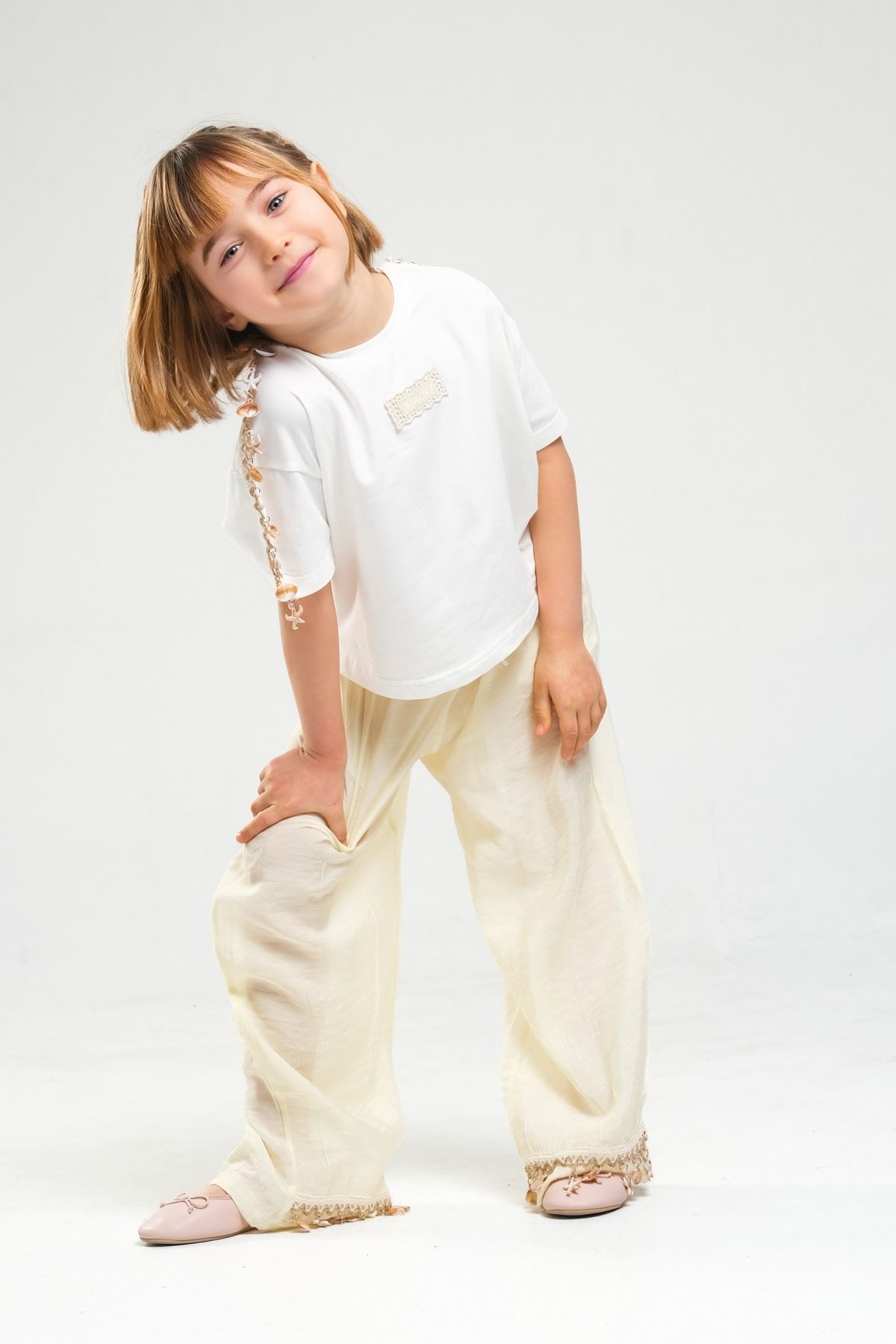 4-8 Yaş SeaShell Sugar Kız Çocuk Takım-Sarı