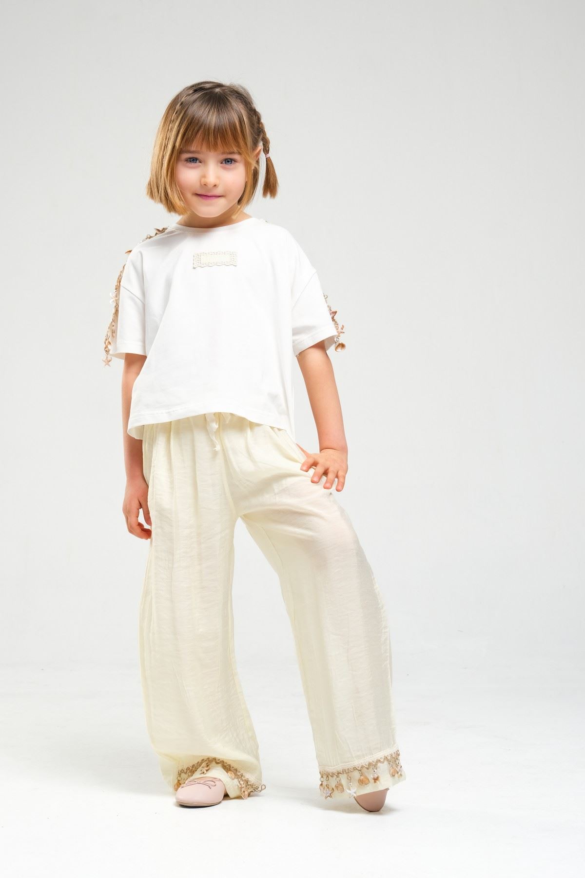 4-8 Yaş SeaShell Sugar Kız Çocuk Takım-Sarı