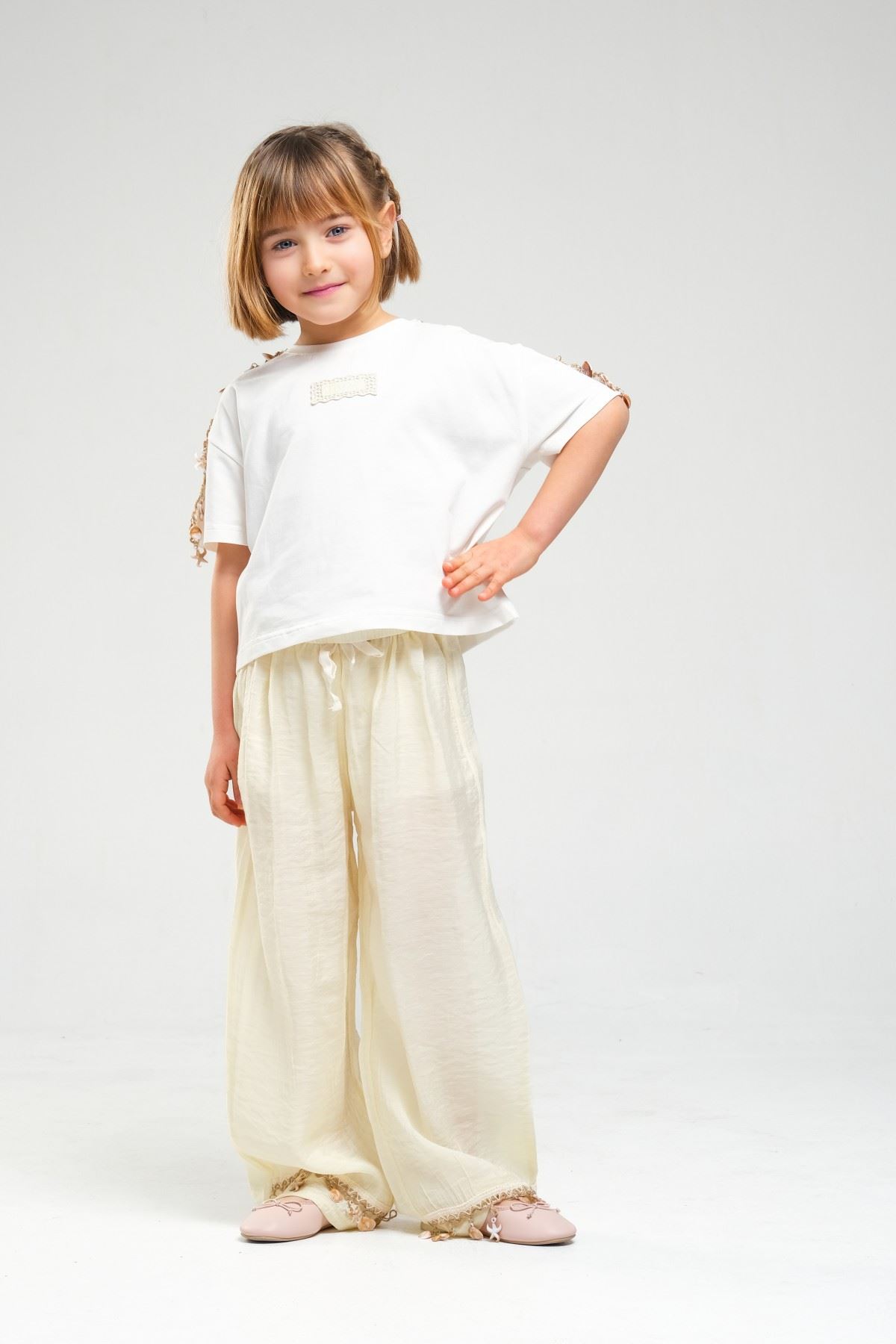 4-8 Yaş SeaShell Sugar Kız Çocuk Takım-Sarı