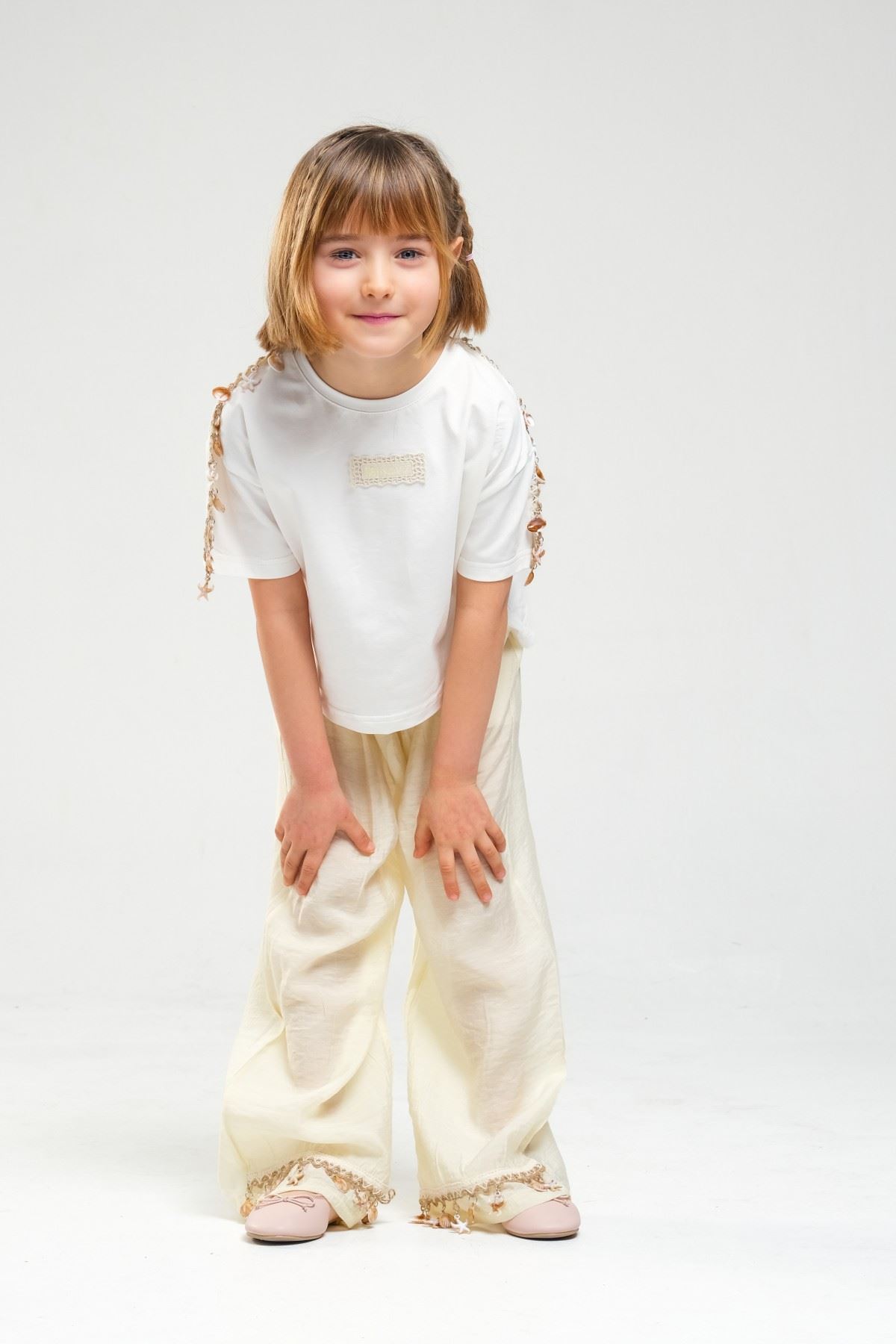 4-8 Yaş SeaShell Sugar Kız Çocuk Takım-Sarı