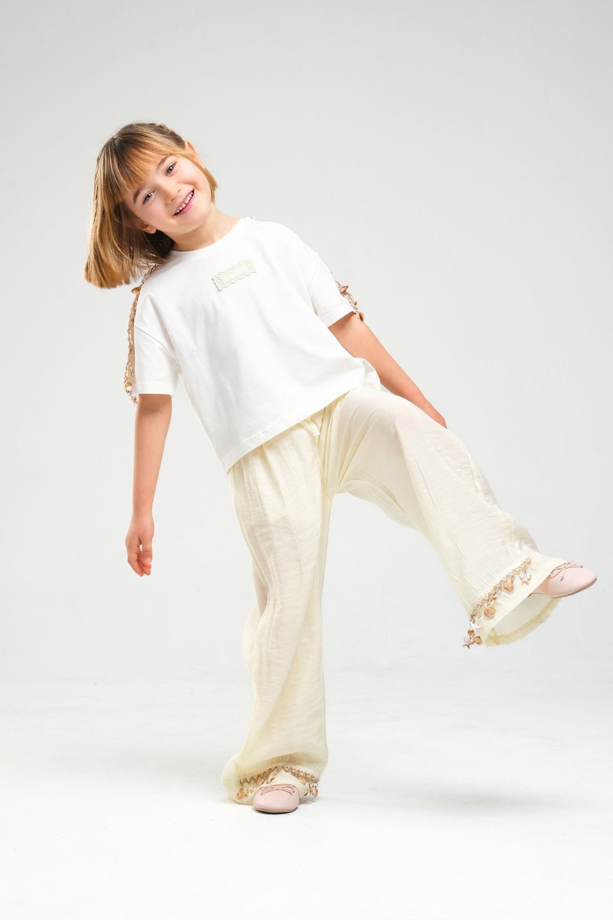 4-8 Yaş SeaShell Sugar Kız Çocuk Takım-Sarı