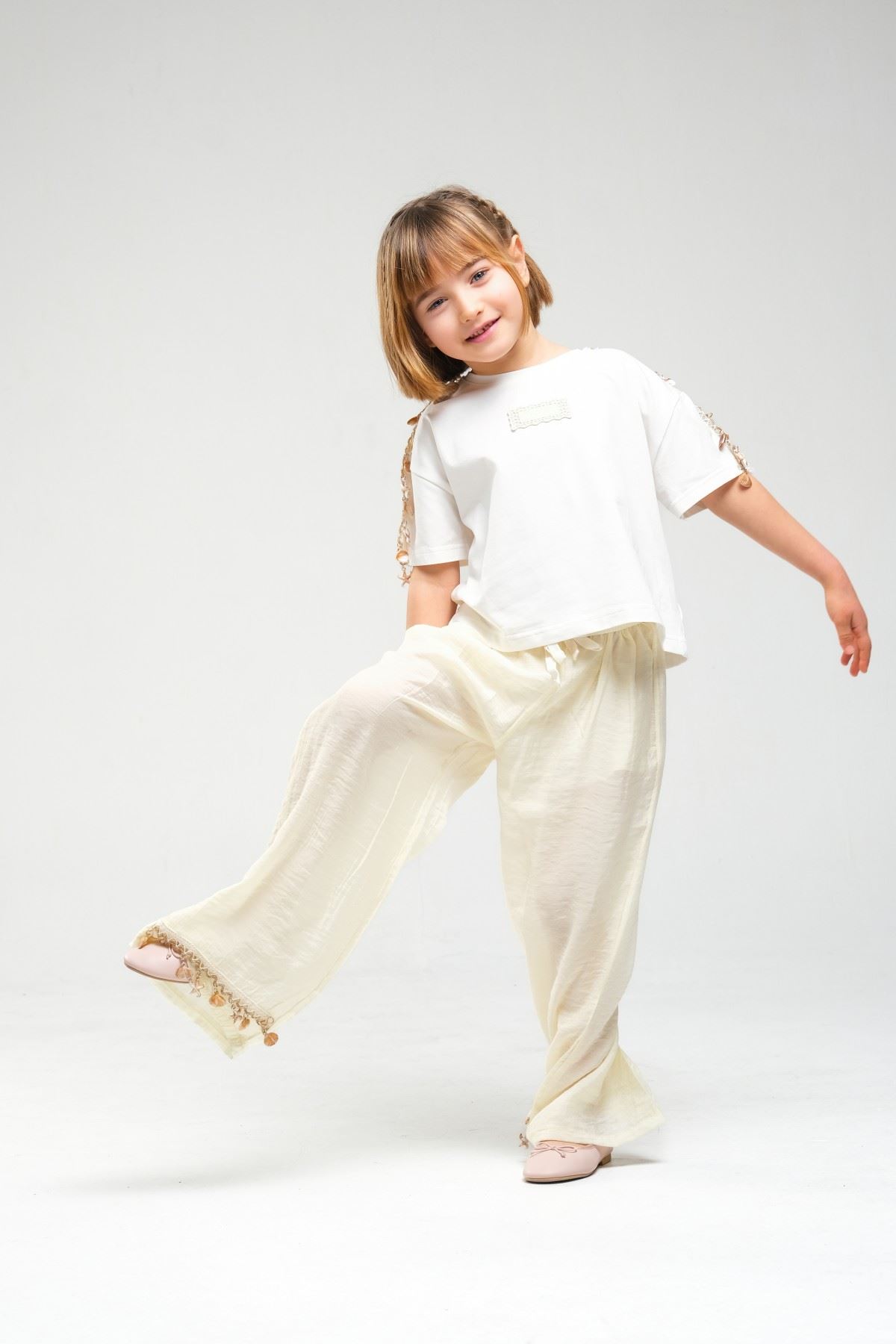 4-8 Yaş SeaShell Sugar Kız Çocuk Takım-Sarı