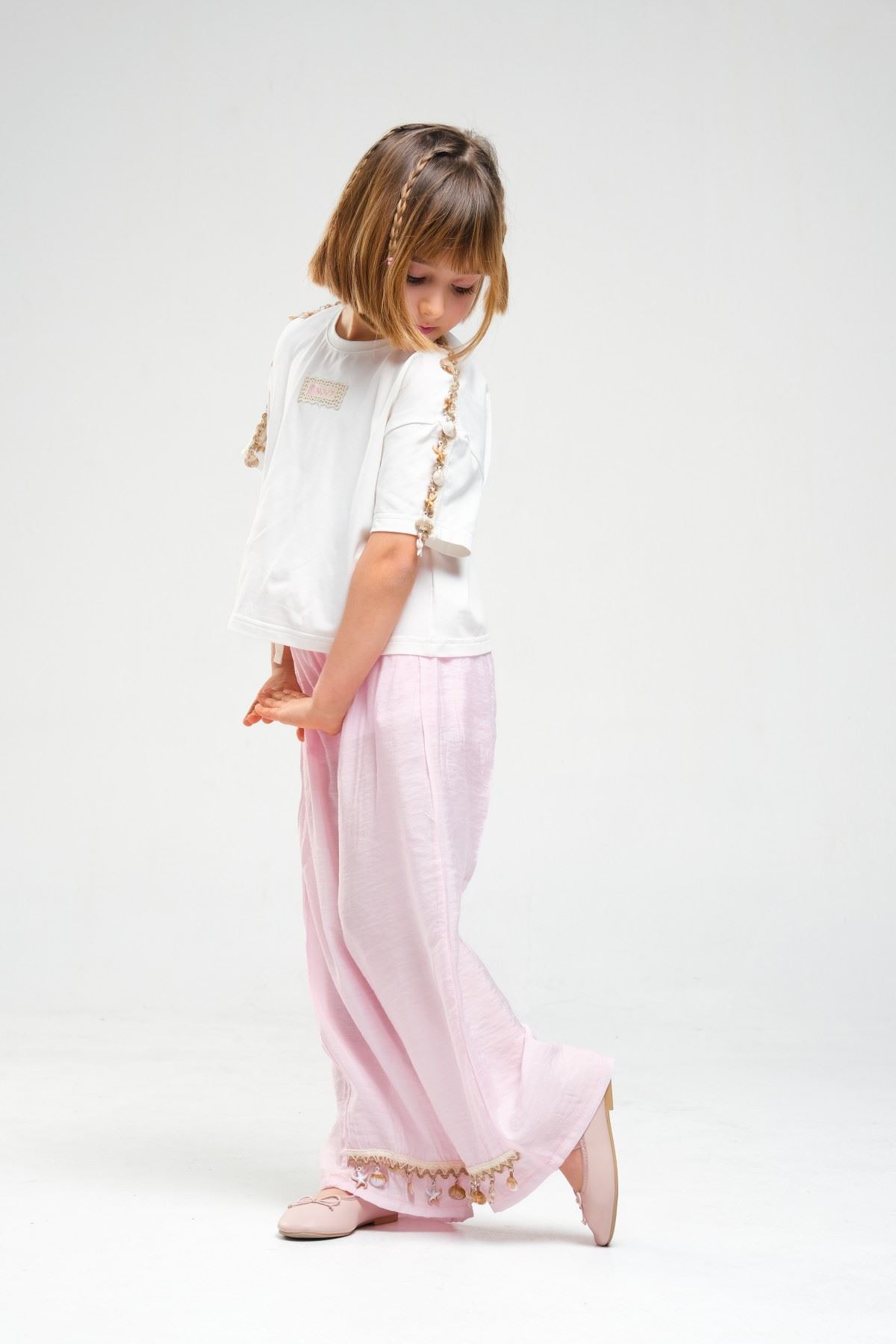 4-8 Yaş SeaShell Sugar Kız Çocuk Takım-Şeker Pembe