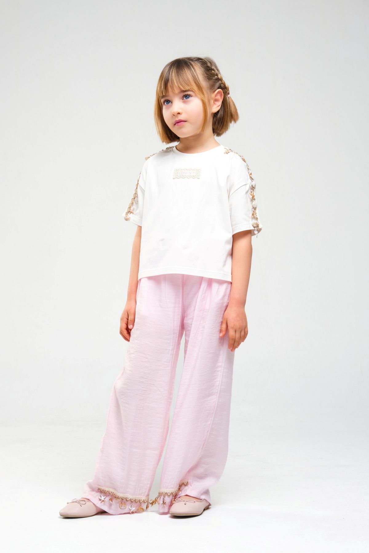 4-8 Yaş SeaShell Sugar Kız Çocuk Takım-Şeker Pembe