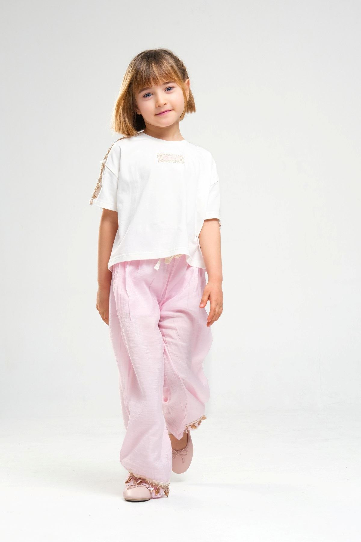 4-8 Yaş SeaShell Sugar Kız Çocuk Takım-Şeker Pembe