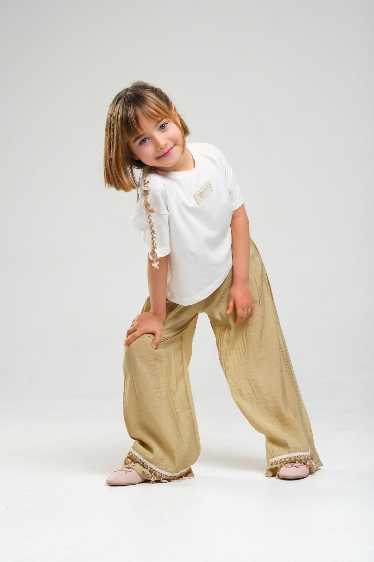 4-8 Yaş SeaShell Sugar Kız Çocuk Takım-Haki