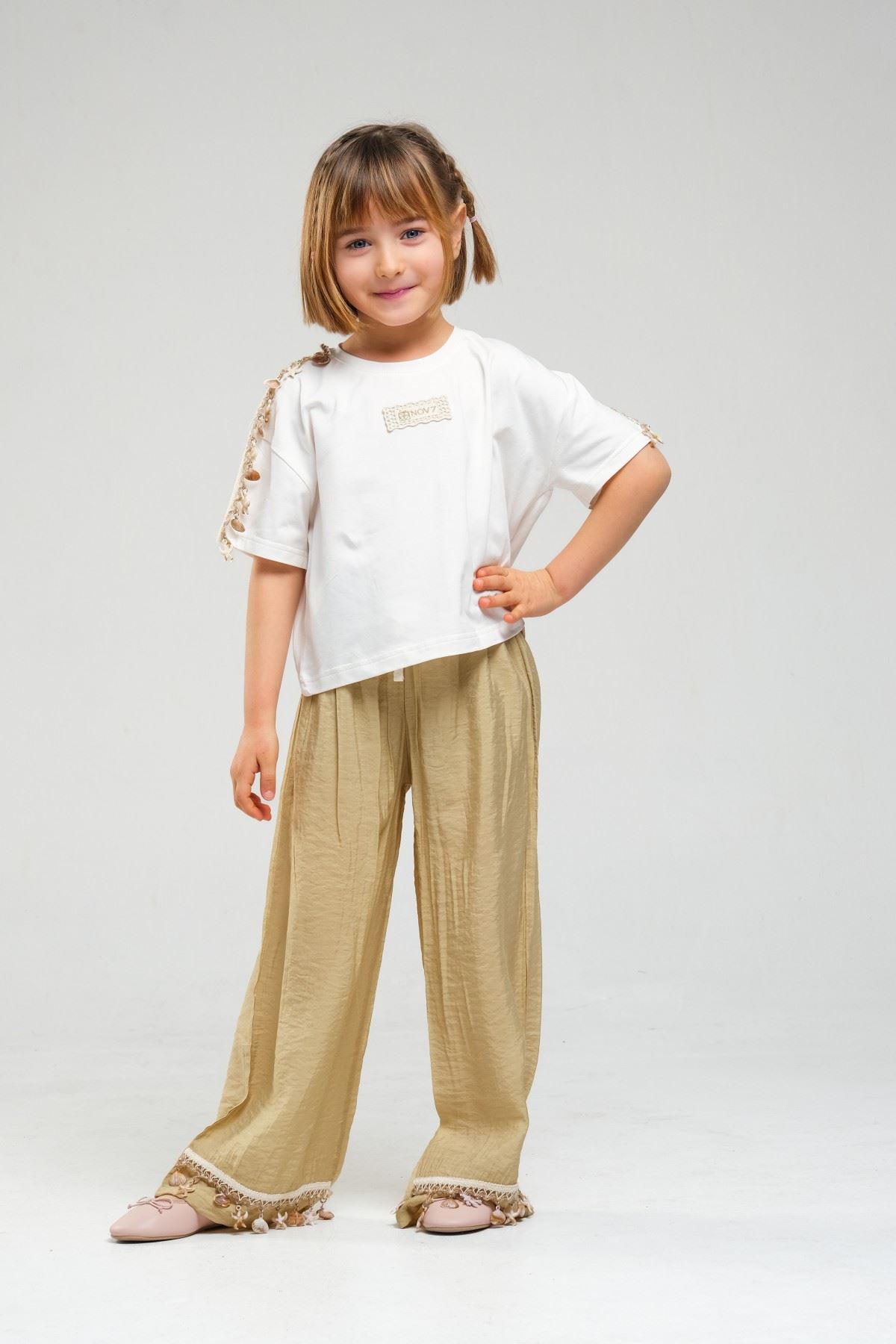 4-8 Yaş SeaShell Sugar Kız Çocuk Takım-Haki