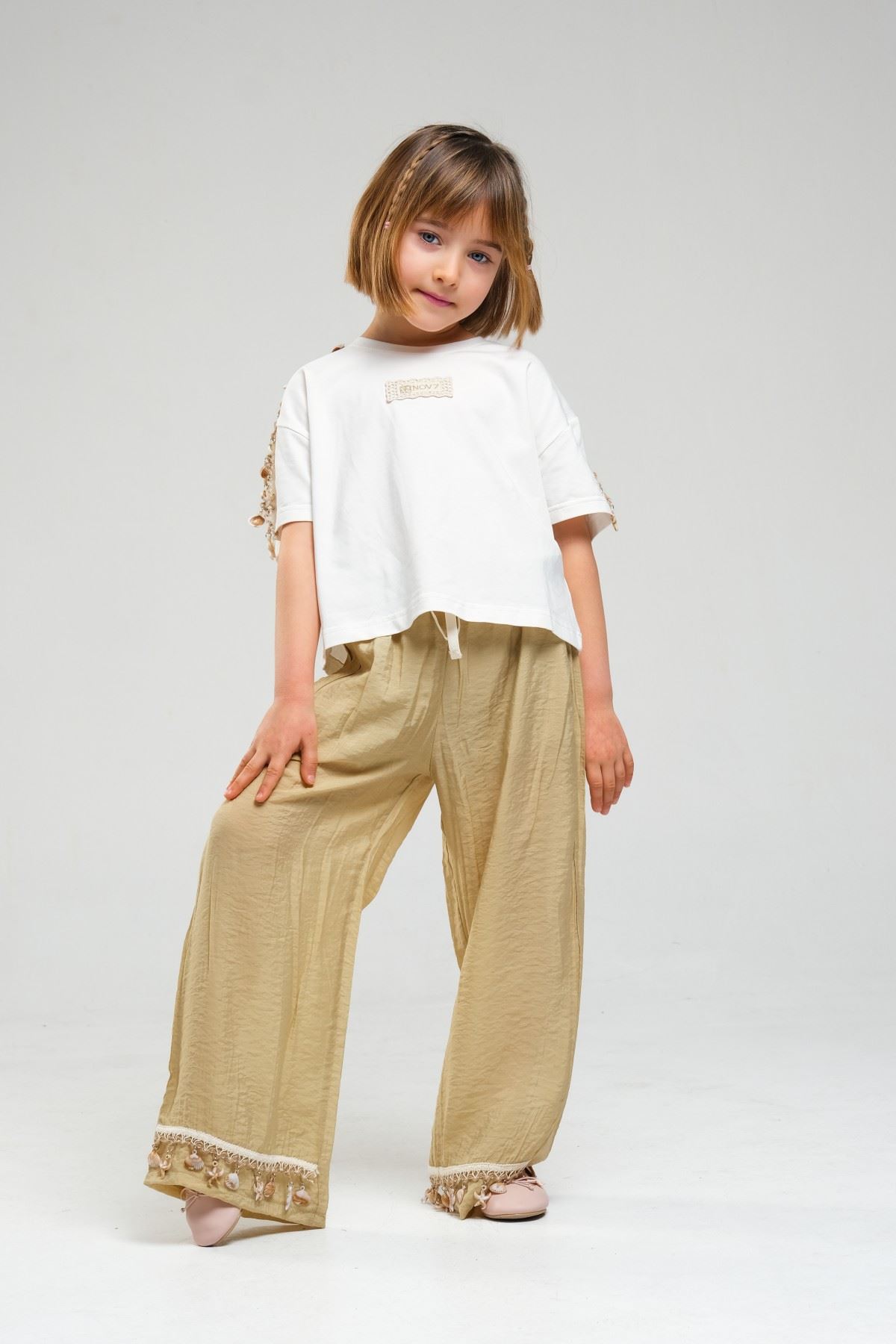 4-8 Yaş SeaShell Sugar Kız Çocuk Takım-Haki