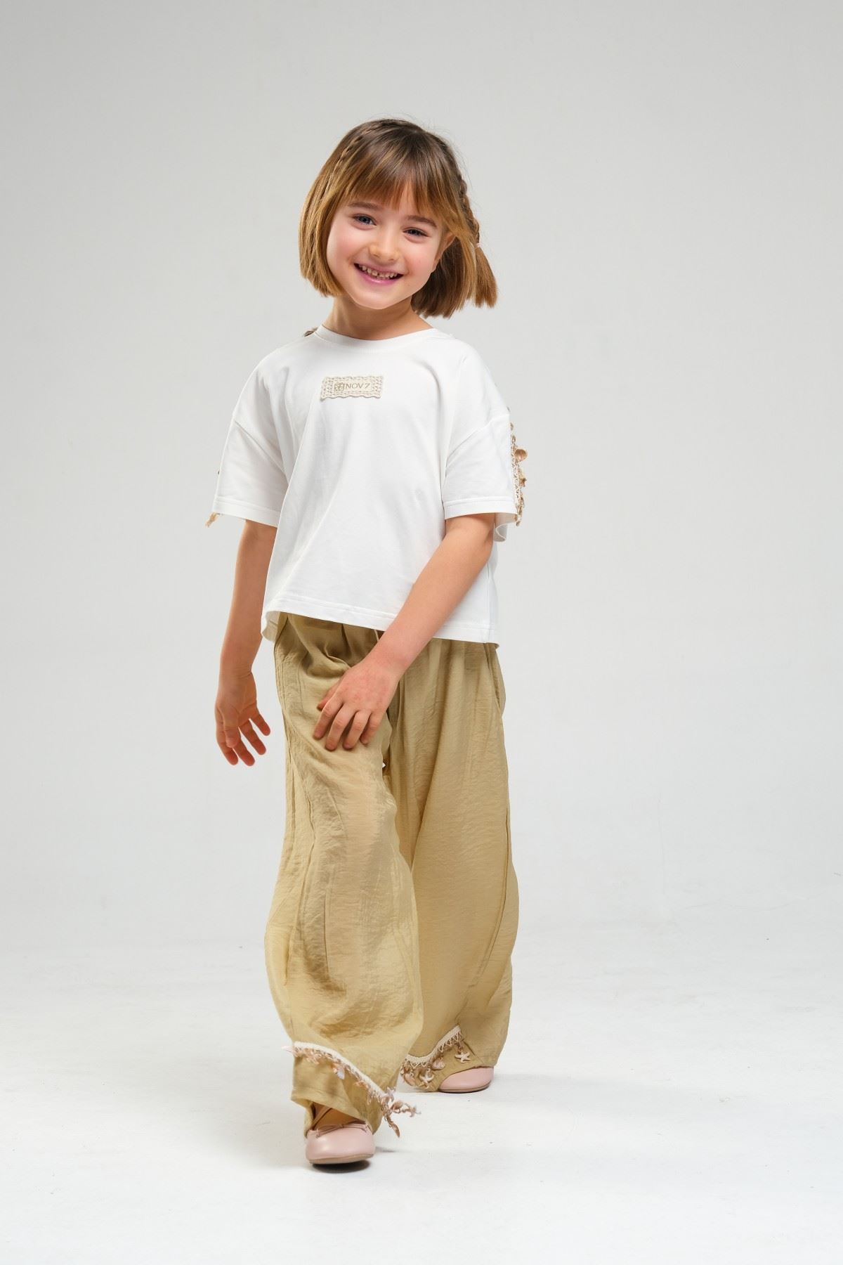 4-8 Yaş SeaShell Sugar Kız Çocuk Takım-Haki