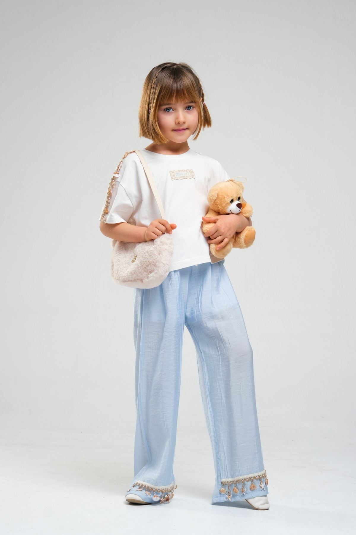 4-8 Yaş SeaShell Sugar Kız Çocuk Takım-Buz Mavi