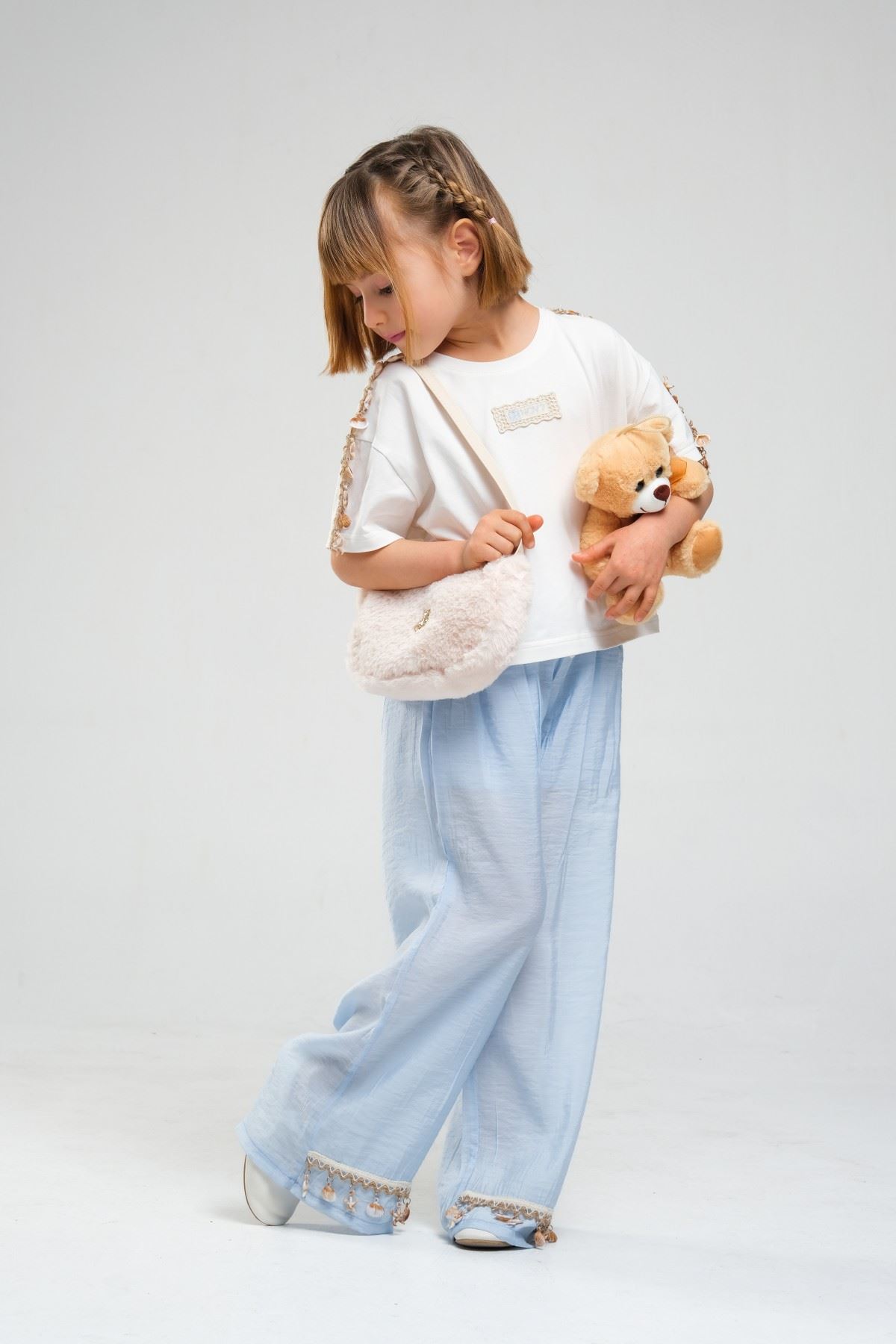 4-8 Yaş SeaShell Sugar Kız Çocuk Takım-Buz Mavi