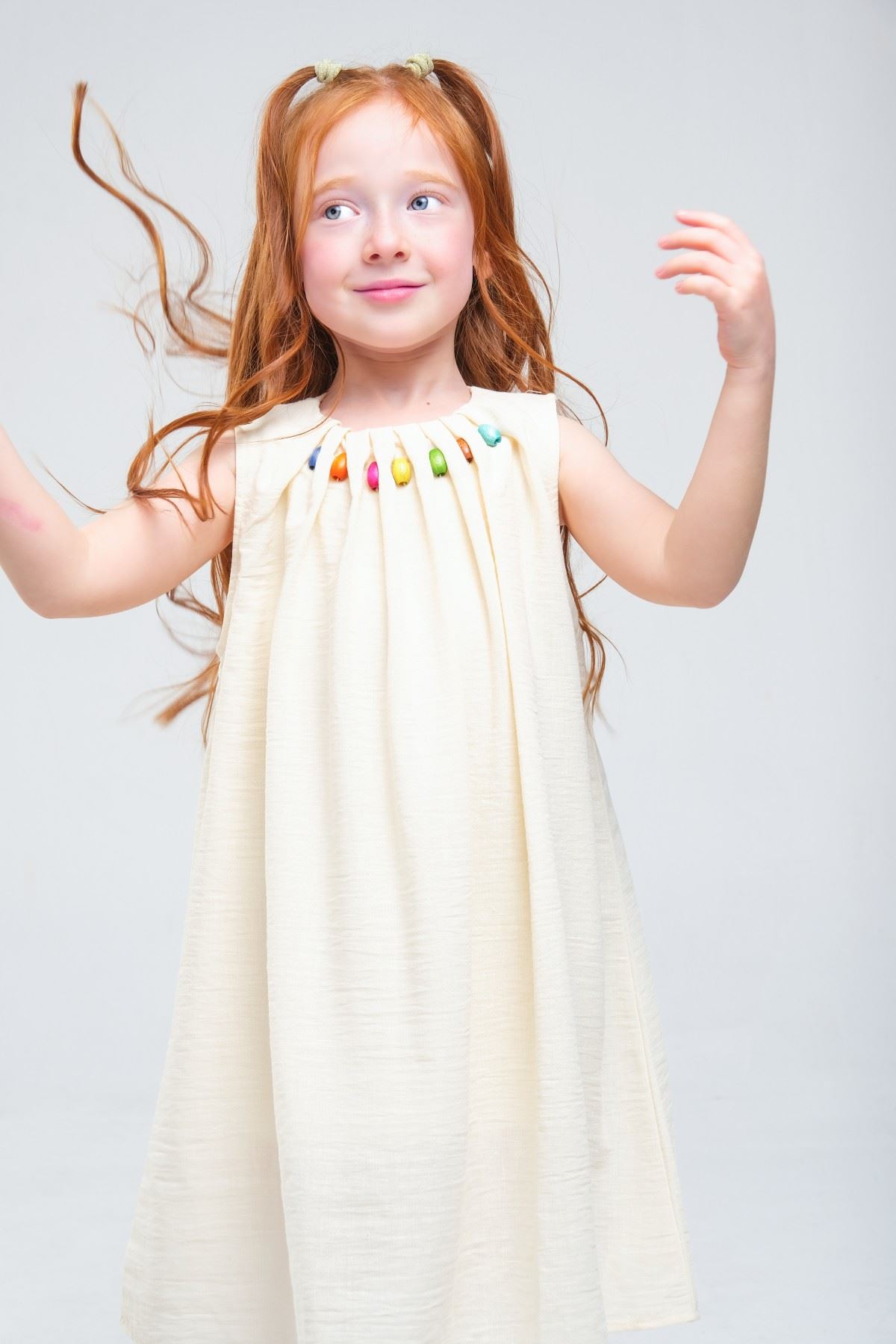 4-8 Yaş SeaShell Sugar Kız Çocuk Elbise-Latte