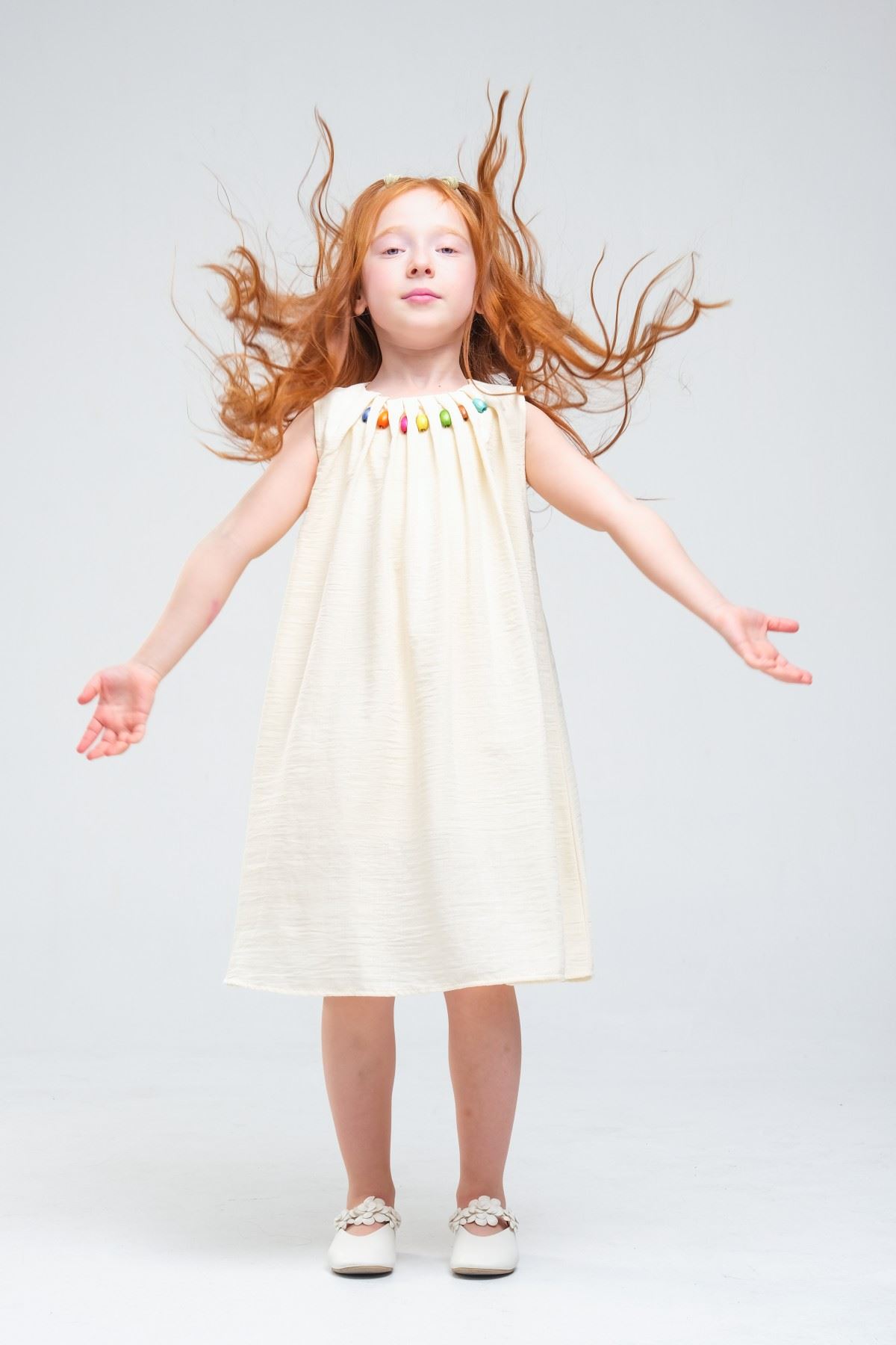 4-8 Yaş SeaShell Sugar Kız Çocuk Elbise-Latte