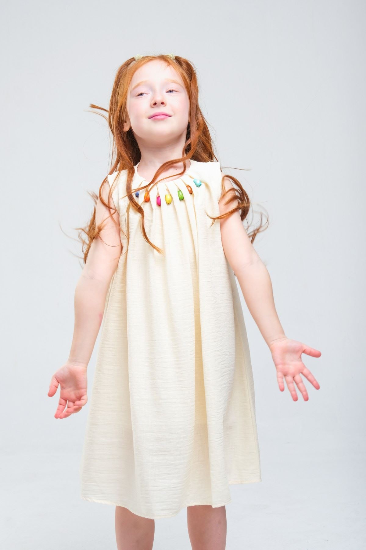 4-8 Yaş SeaShell Sugar Kız Çocuk Elbise-Latte