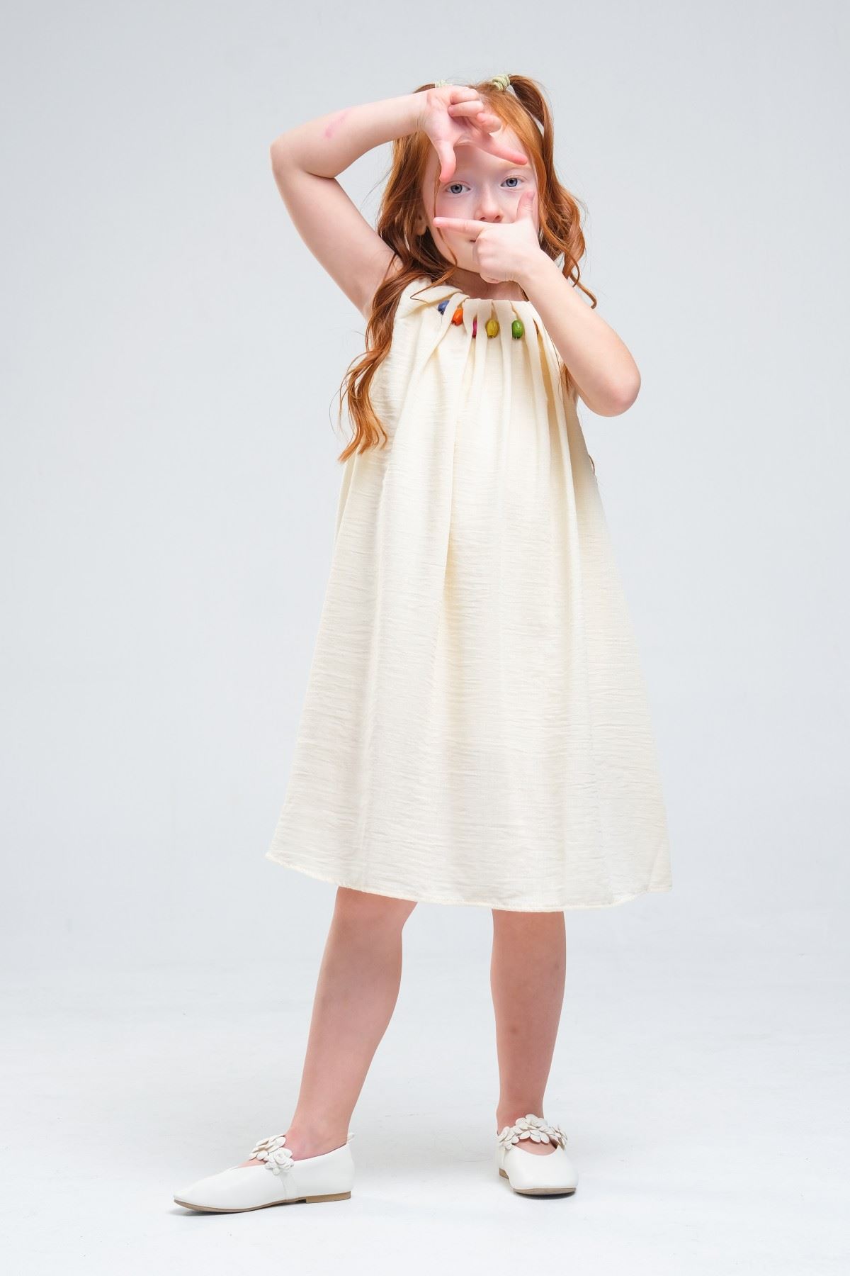 4-8 Yaş SeaShell Sugar Kız Çocuk Elbise-Latte