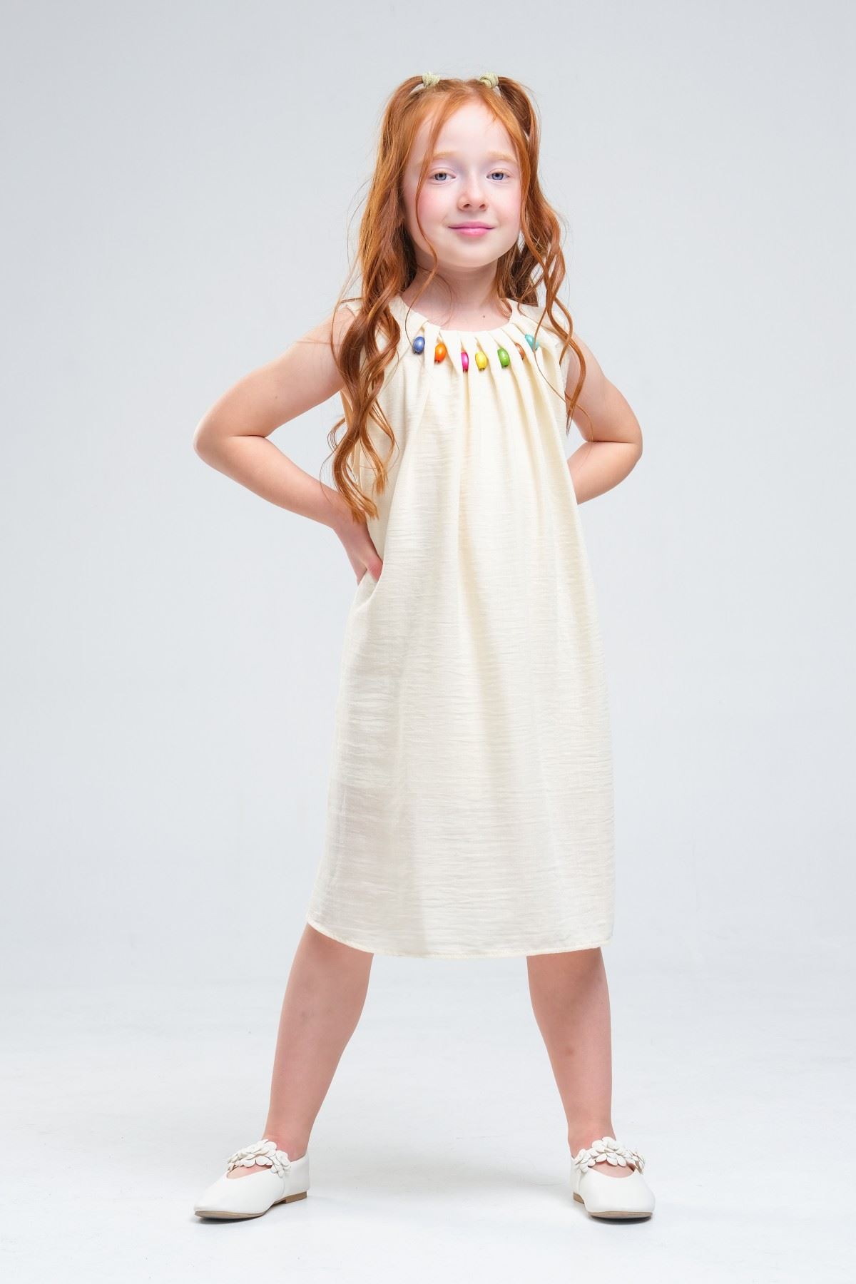 4-8 Yaş SeaShell Sugar Kız Çocuk Elbise-Latte