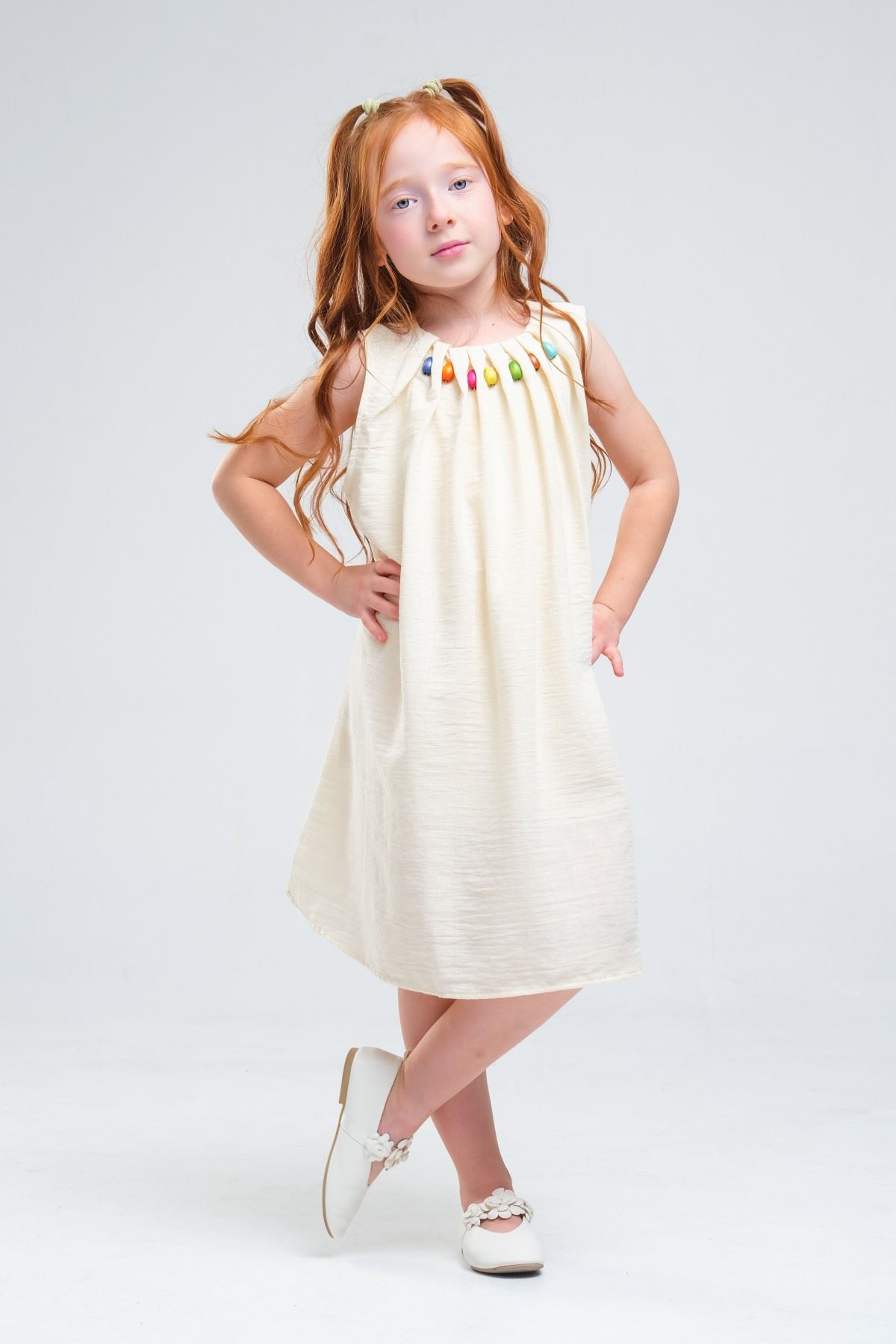 4-8 Yaş SeaShell Sugar Kız Çocuk Elbise-Latte