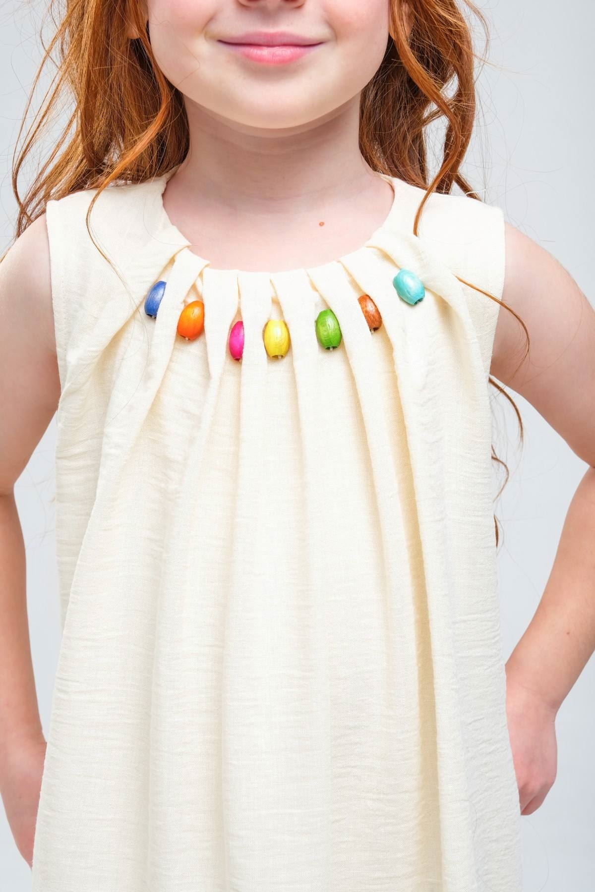 4-8 Yaş SeaShell Sugar Kız Çocuk Elbise-Latte